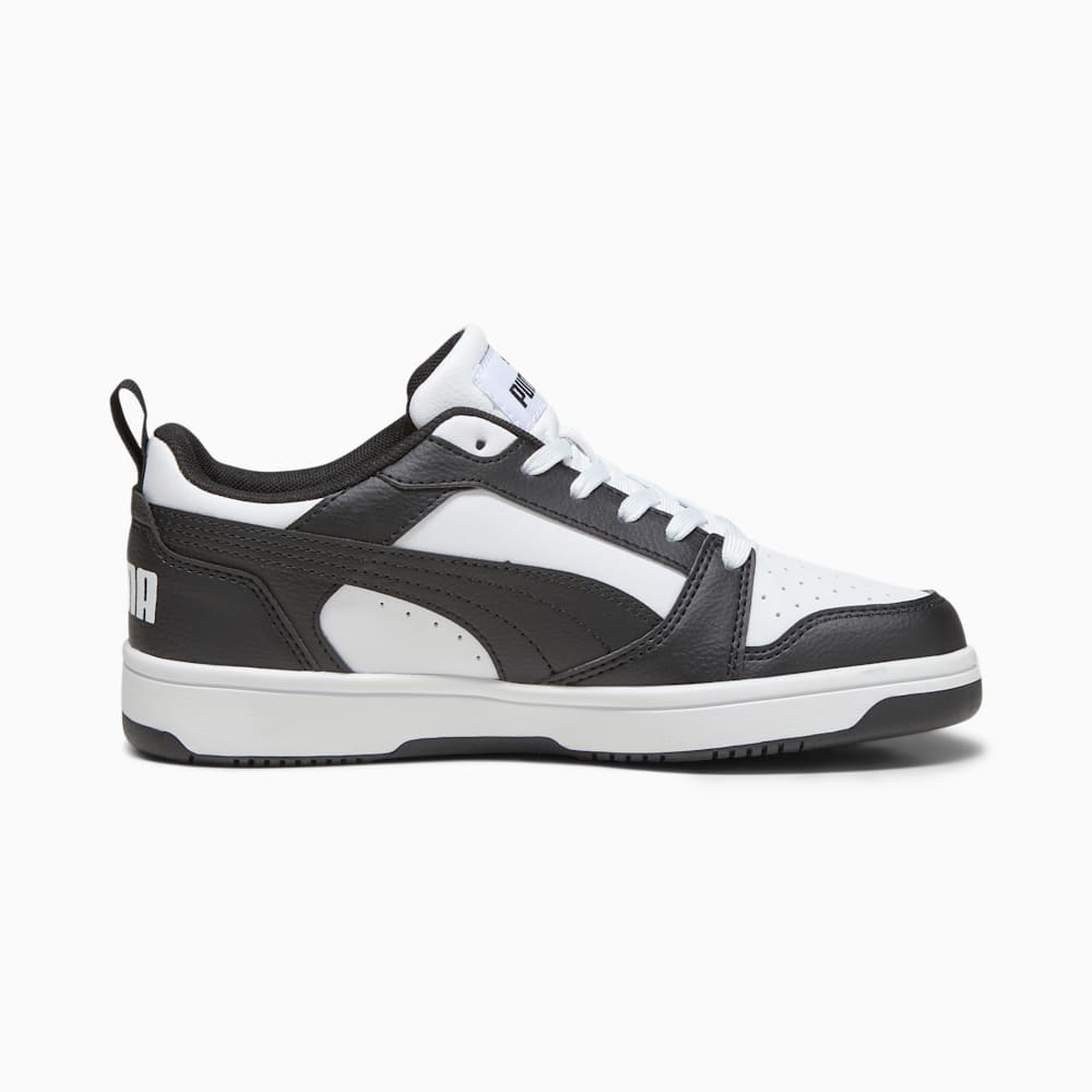 PUMA Kids' Rebound V6 Basketball Shoes - White/Black | High-Performance Sneakers for Boys & Girls | Perfect for Court Play, Training & Casual Wear
