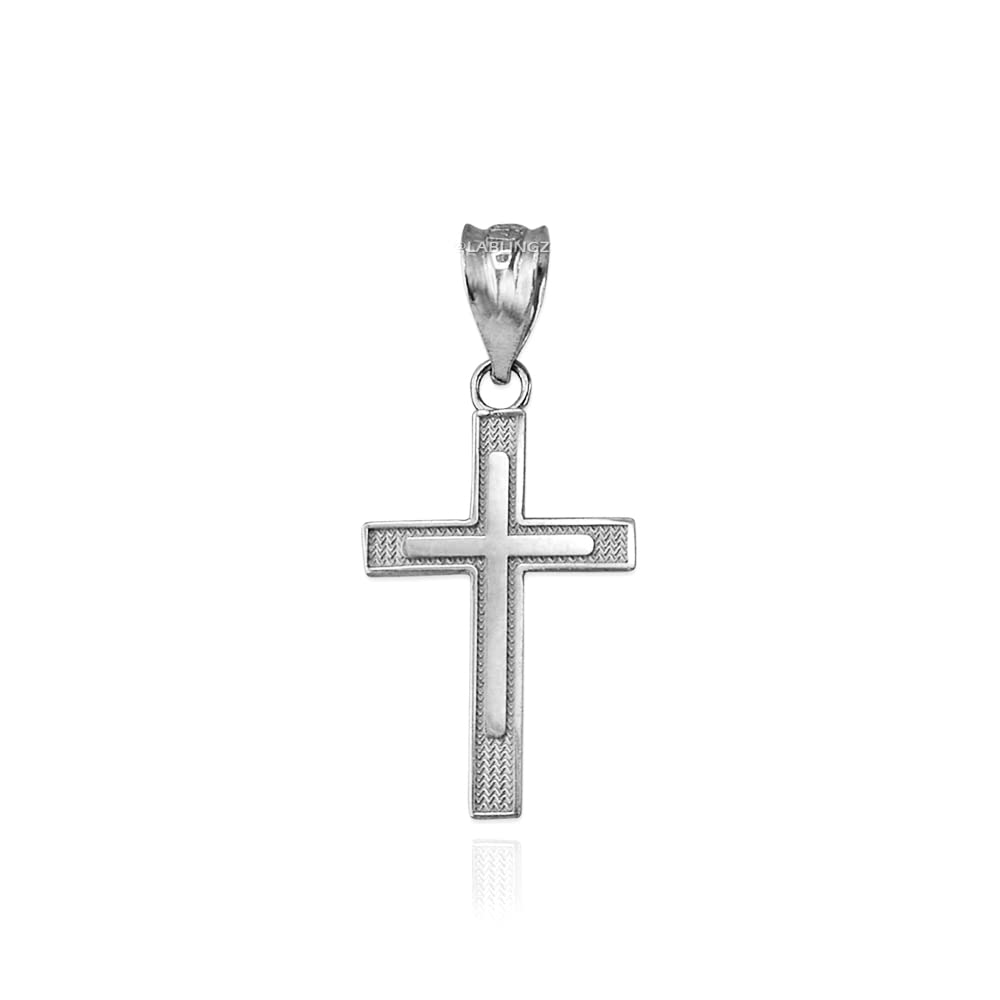 10K White Gold Inner Cross Charm Necklace for Women - Elegant Religious Jewelry Gift for Baptism, Confirmation & Everyday Wear