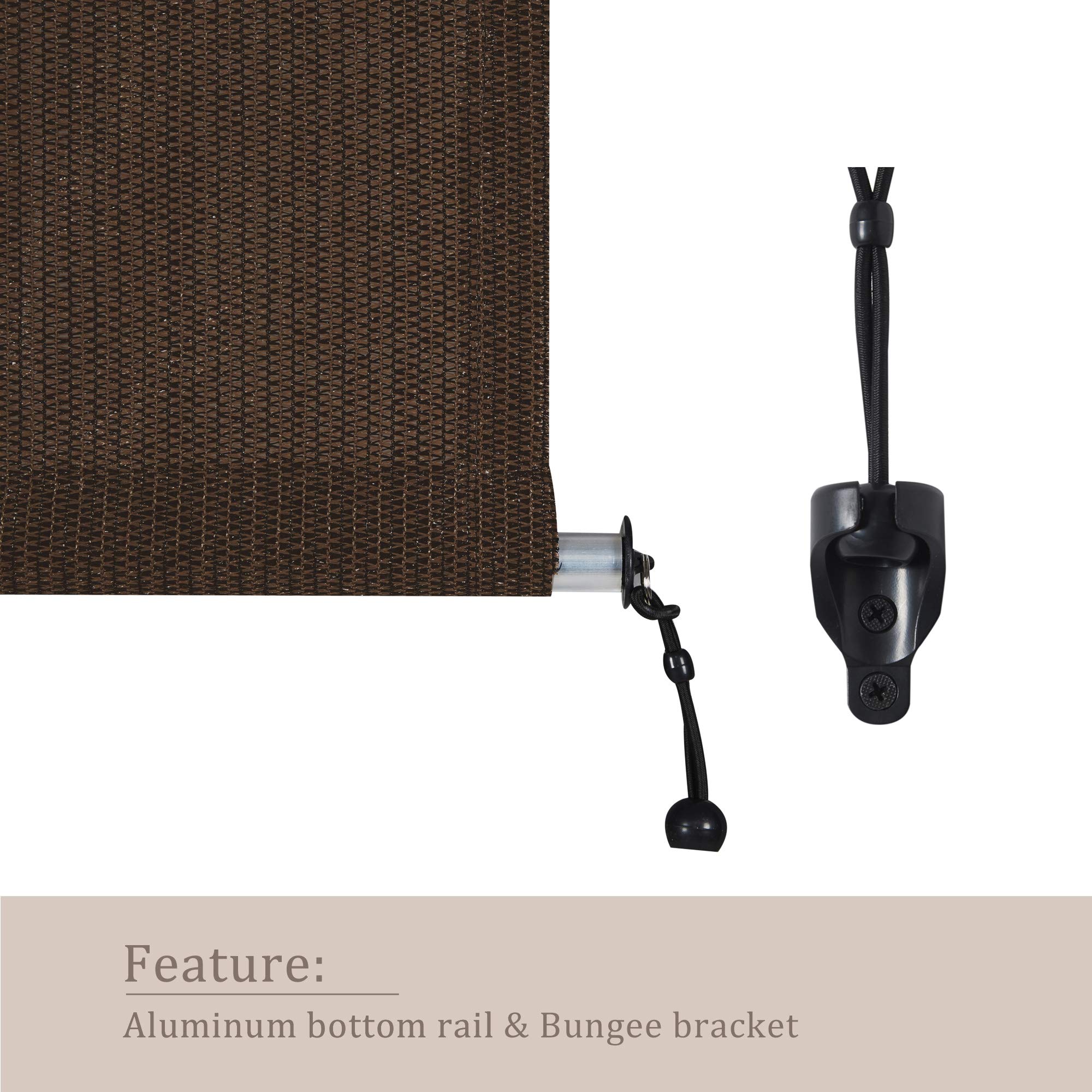 VICLLAX Cordless Outdoor Roller Shade - 8' W x 8' L Mocha Patio Blinds for Sun Protection & Privacy | Perfect for Patio, Deck, Pergola, and Balcony Covering