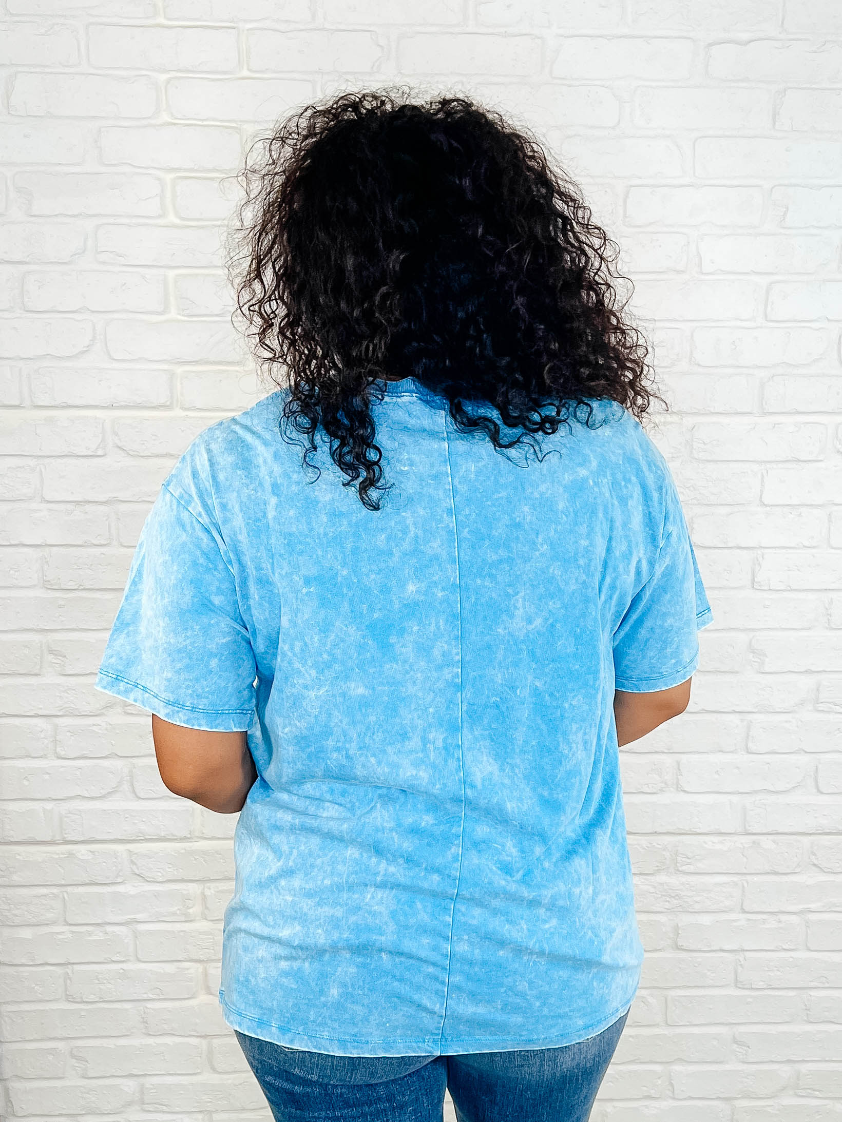Oversized Drop Shoulder Casual T-Shirt for Women - Soft Basic Tee in Deep Sky Blue | Perfect for Everyday Wear, Lounge & Street Style