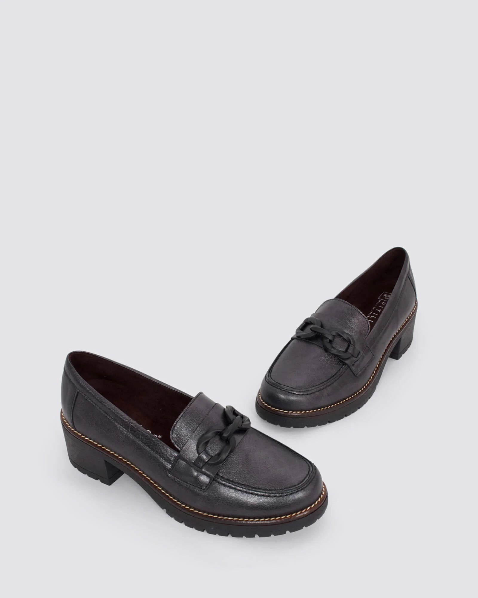 Pitillos 20025 Anthracite Leather Loafers for Men - Classic Comfortable Slip-On Dress Shoes for Office, Business & Casual Wear