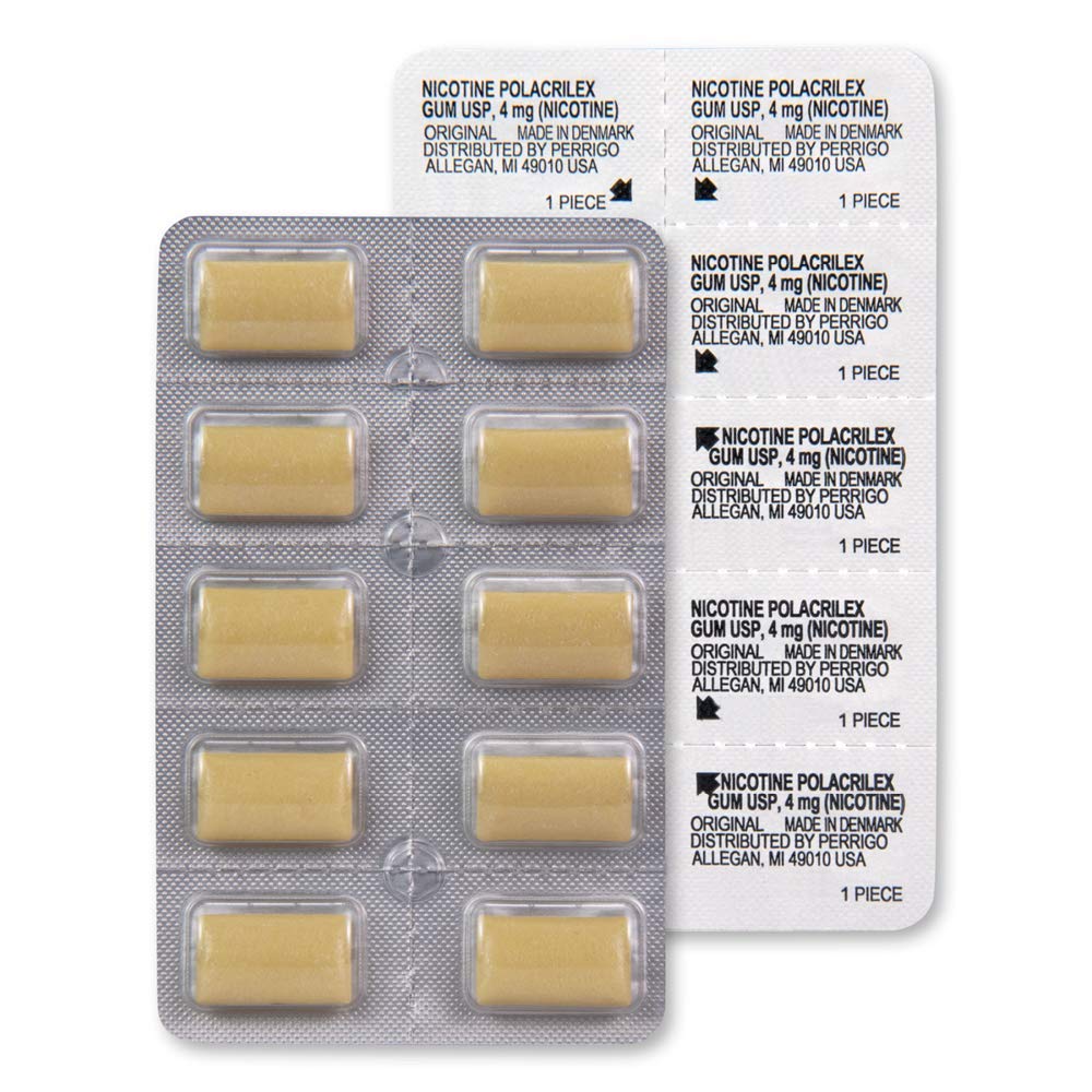 Amazon Basic Care Uncoated Nicotine Polacrilex Gum 4mg, Original Flavor - 220 Count Stop Smoking Aid for Craving Relief | Helps Quit Smoking, Freshens Breath & Reduces Stress at Work or Home