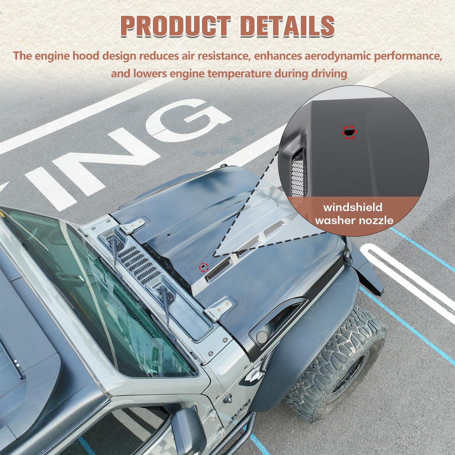 CALLIERT Heat Dispersion Hood for Jeep Wrangler JL (2018-2025) & Gladiator JT (2020-2025) - Steel Hood with Air Vents for Better Engine Cooling | Off-Road & Daily Driving Upgrade