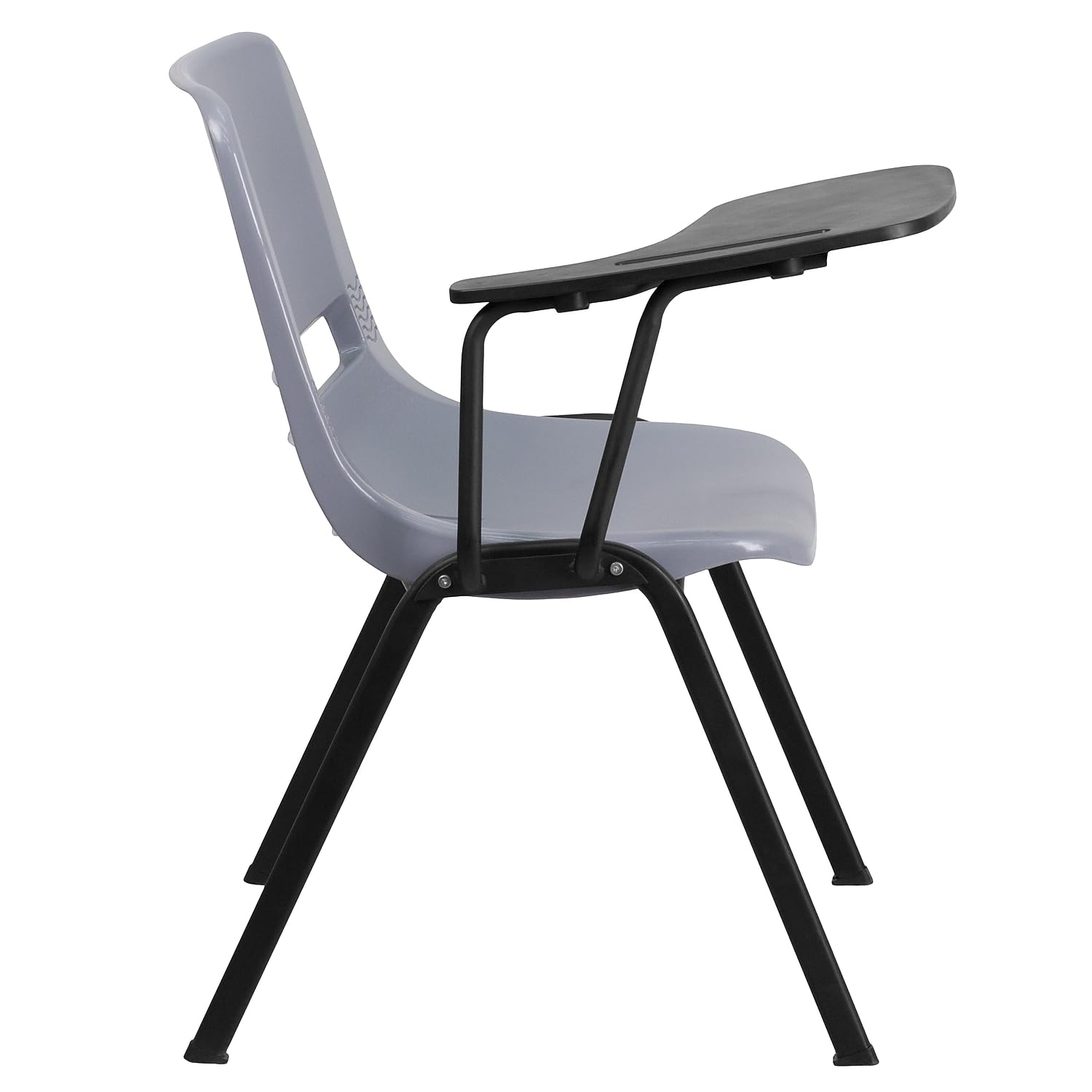 Flash Furniture HERCULES Gray Ergonomic Shell Chair with Right Handed Flip-Up Tablet Arm - Comfortable Office & Conference Room Seating for Work & Meetings
