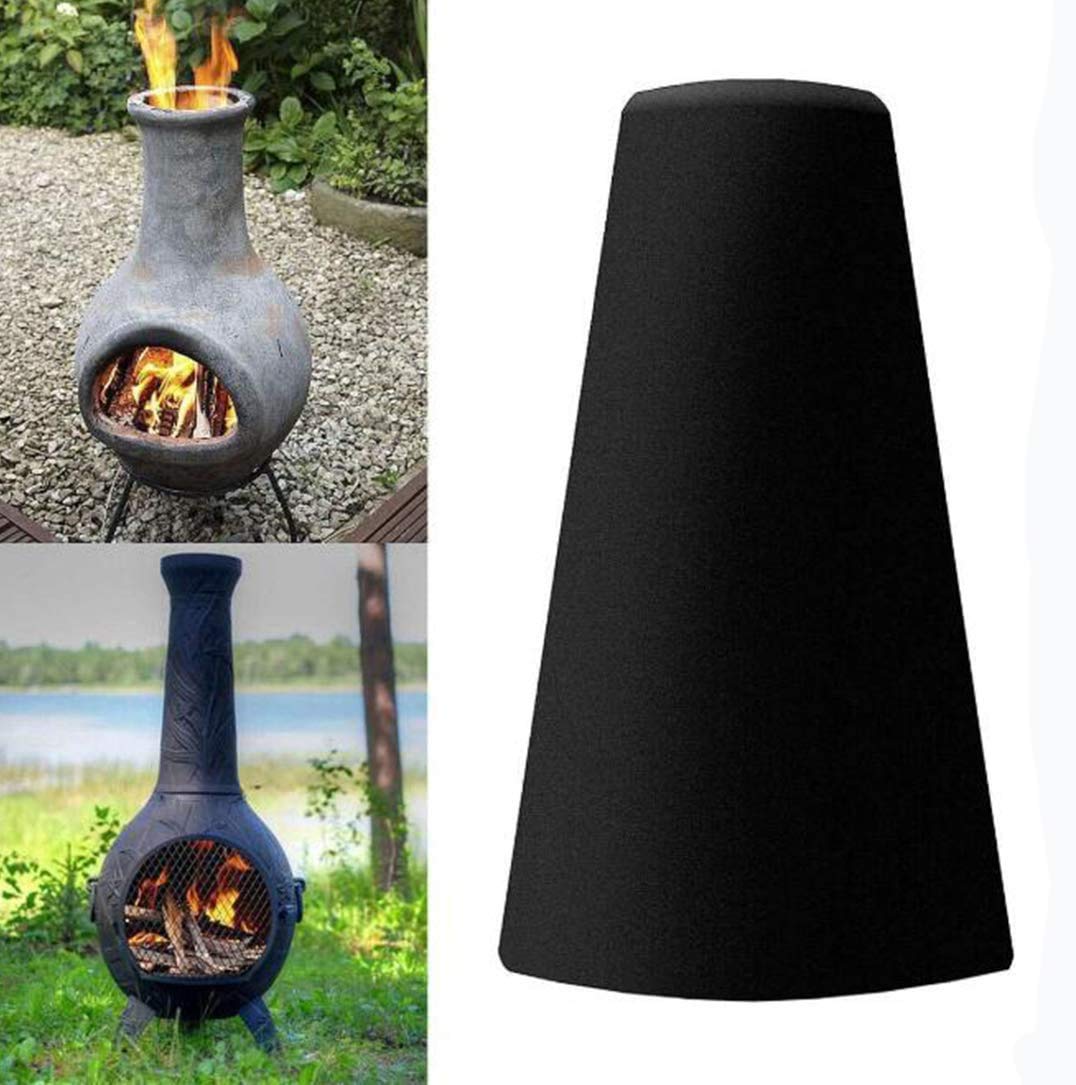 **J&C Waterproof Outdoor Fire Pit Cover - Lightweight Patio Chiminea Protector for Garden Heater, BBQ Grill & Fireplace (Black) - Perfect for Backyard, Camping & All-Weather Protection**
