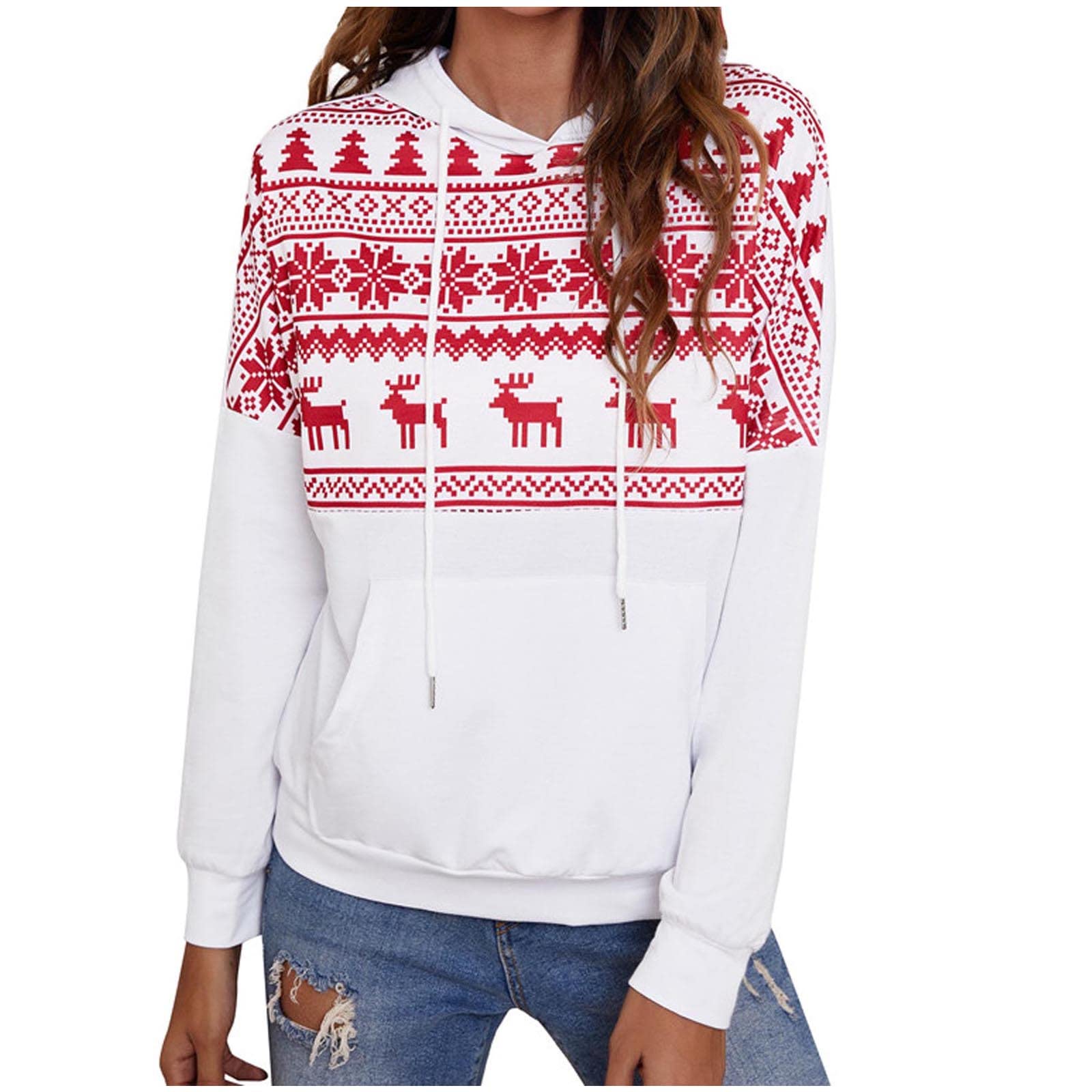 Miximx Women's Hooded Plaid Sweatshirt - Long Sleeve Christmas Flannel Shirt for Fall & Winter | Cozy Casual Wear for Holiday Outfits & Seasonal Layering