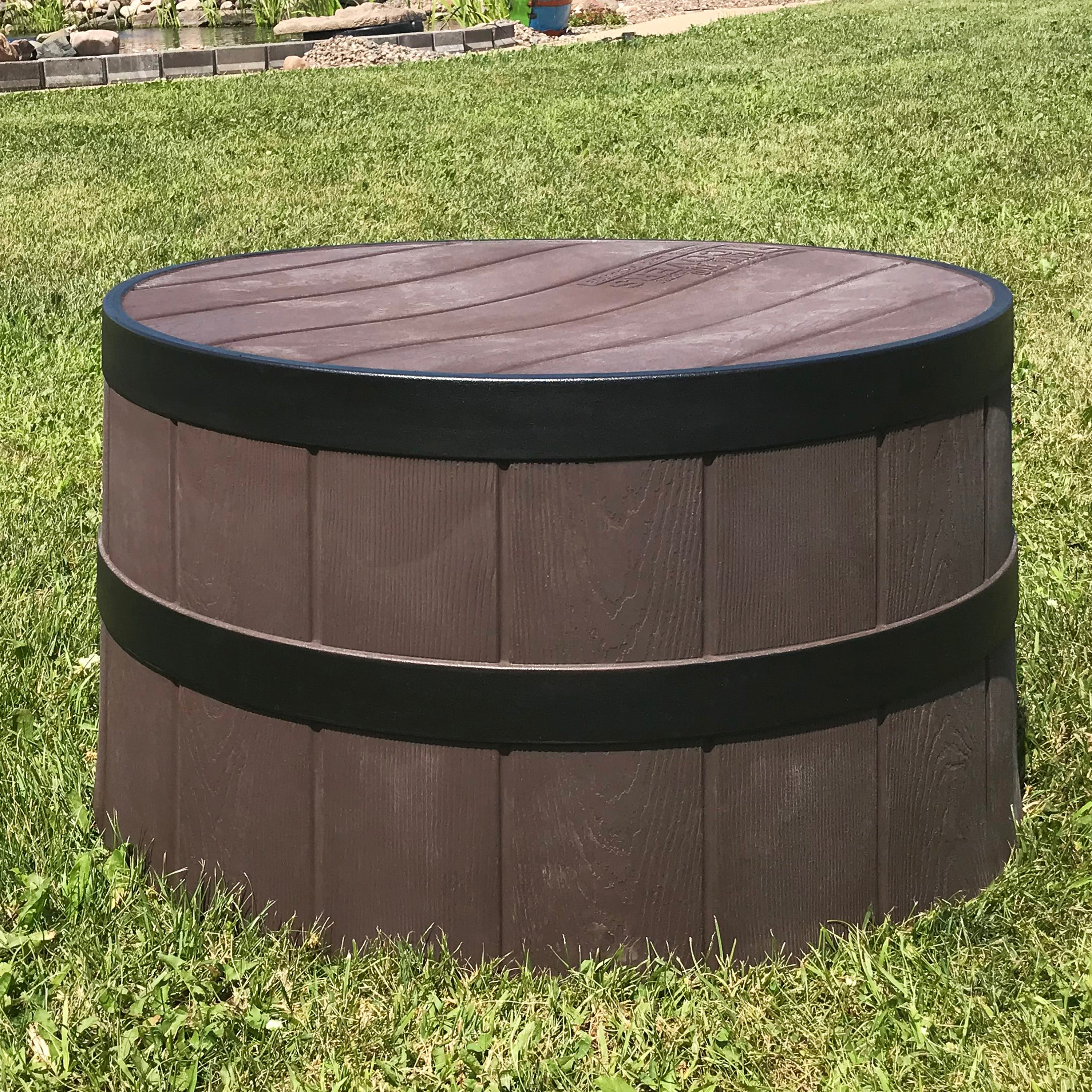 Whiskey Barrel Tank Top Cover - 31 Inch Flat Top Septic Lid Enclosure for Outdoor Decoration & Septic System Protection