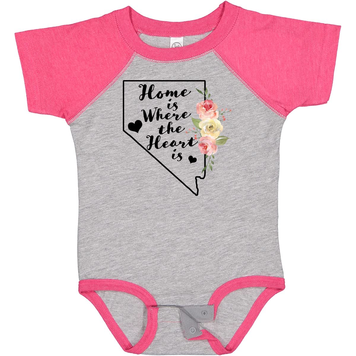 Inktastic Nevada Home is Where The Heart is Watercolor Floral Baby Bodysuit - Soft Cotton Infant Onesie for Newborns, Baby Showers & Family Photos