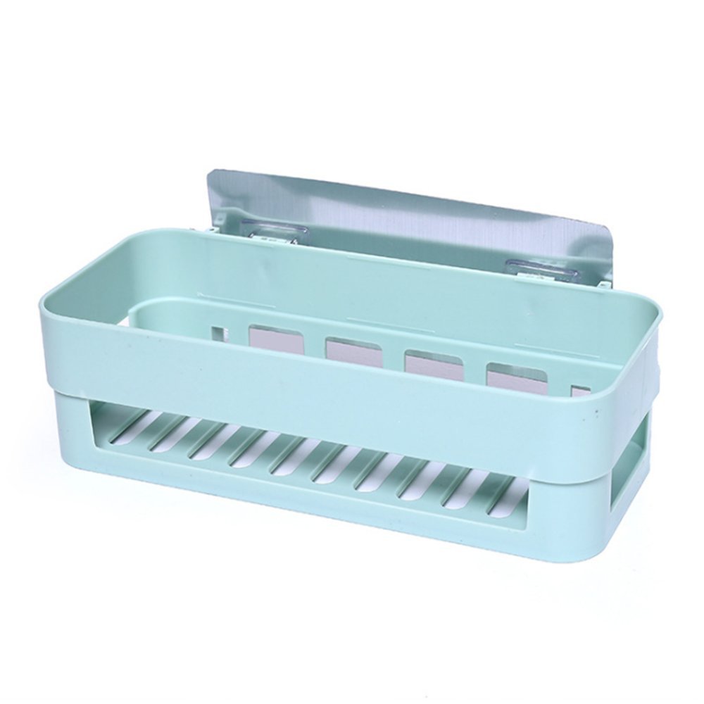 Everyfit Bathroom Storage Rack - Wall Mounted Shower Caddy & Kitchen Organizer with Basket, Plastic Corner Shelves for Bathroom & Shower (Green) - Perfect for Small Spaces, Dorm Rooms & Apartment Living