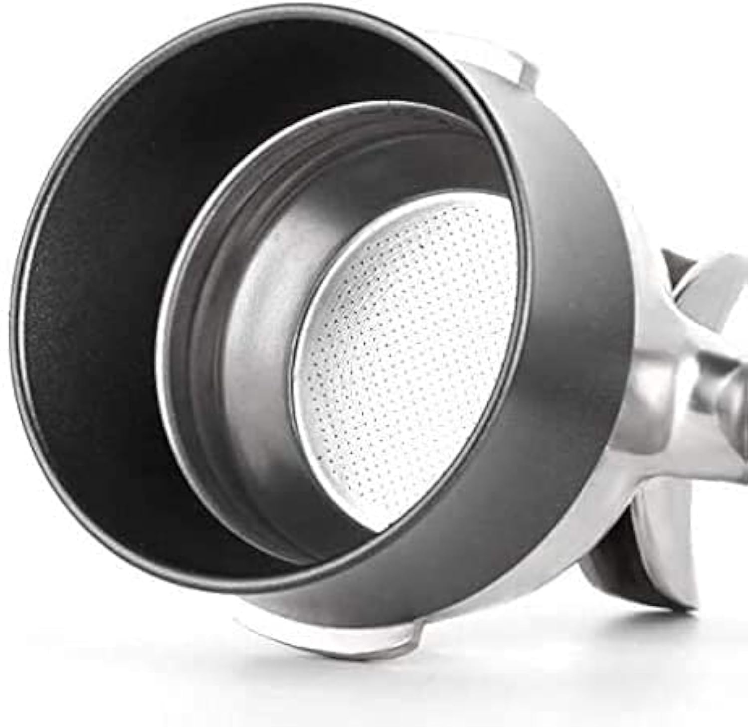 Premium 58mm Espresso Dosing Funnel - Magnetic Anodized Aluminum Coffee Portafilter Funnel with Reusable Puck Screen (Black) - Perfect for Baristas & Home Coffee Brewing