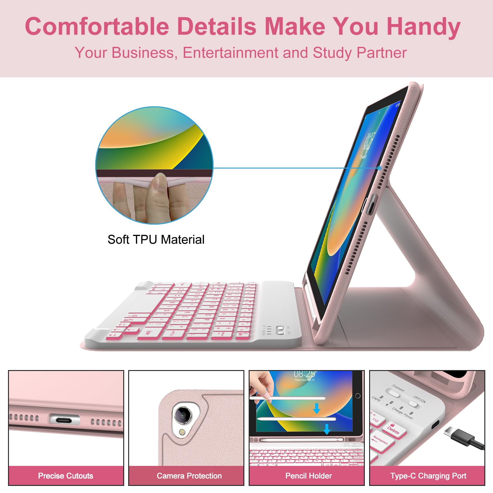 BORIYUAN Backlit Detachable Keyboard Case for iPad 9th/8th/7th Gen 10.2
