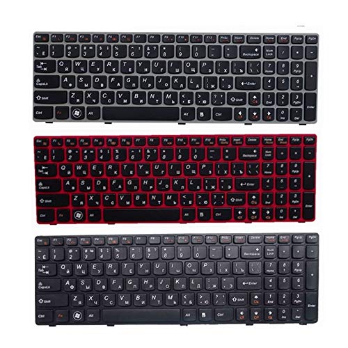 Original Lenovo G580 Z580A G585 Z585 G590 Z580 MP-10A33SU-686CW Russian Keyboard Replacement with Frame - Compatible Laptop Keyboard for Typing, Coding & Office Work