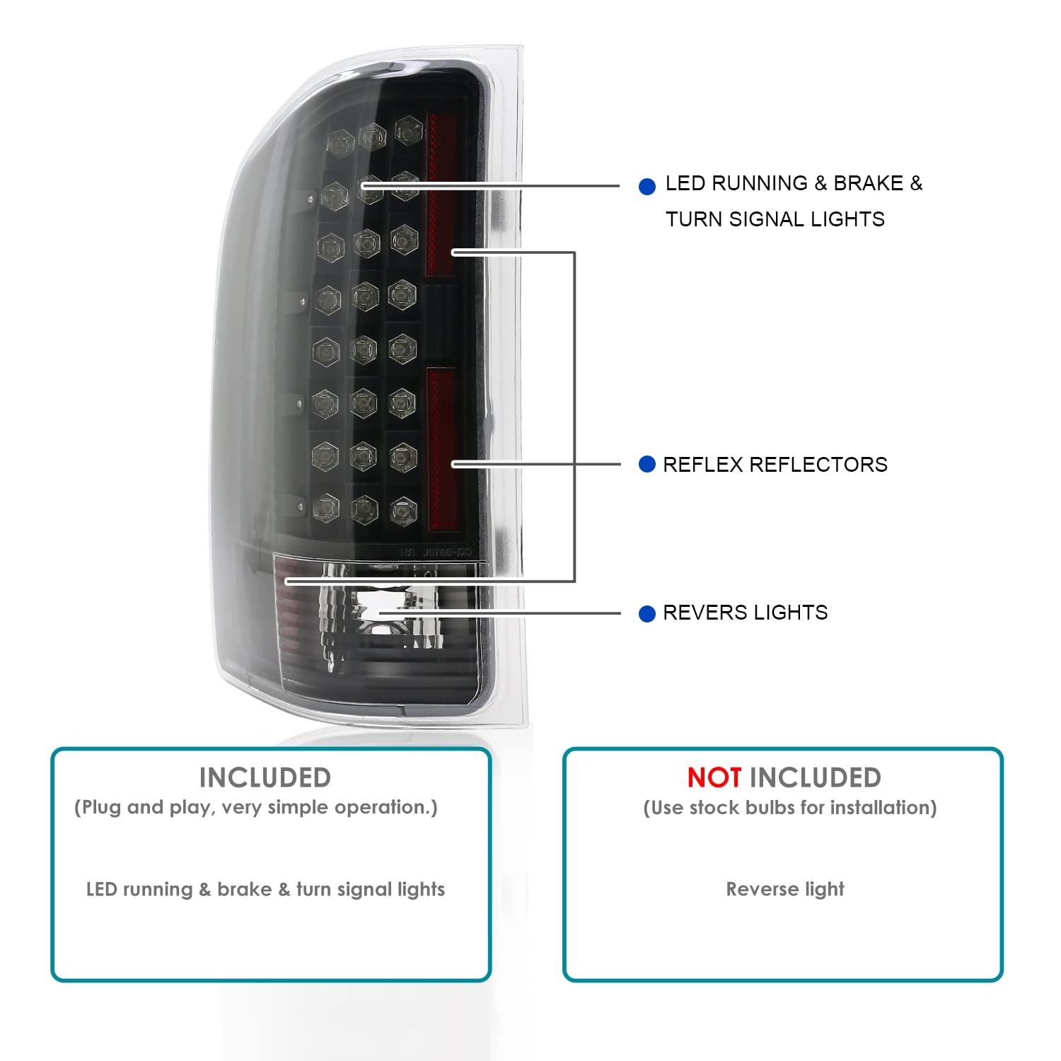 Spec-D Tuning Black LED Tail Lights for 2007-2013 Chevy Silverado 1500/2500/3500 - Left & Right Pair Assembly - Enhanced Visibility & Style for Night Driving & Custom Truck Builds