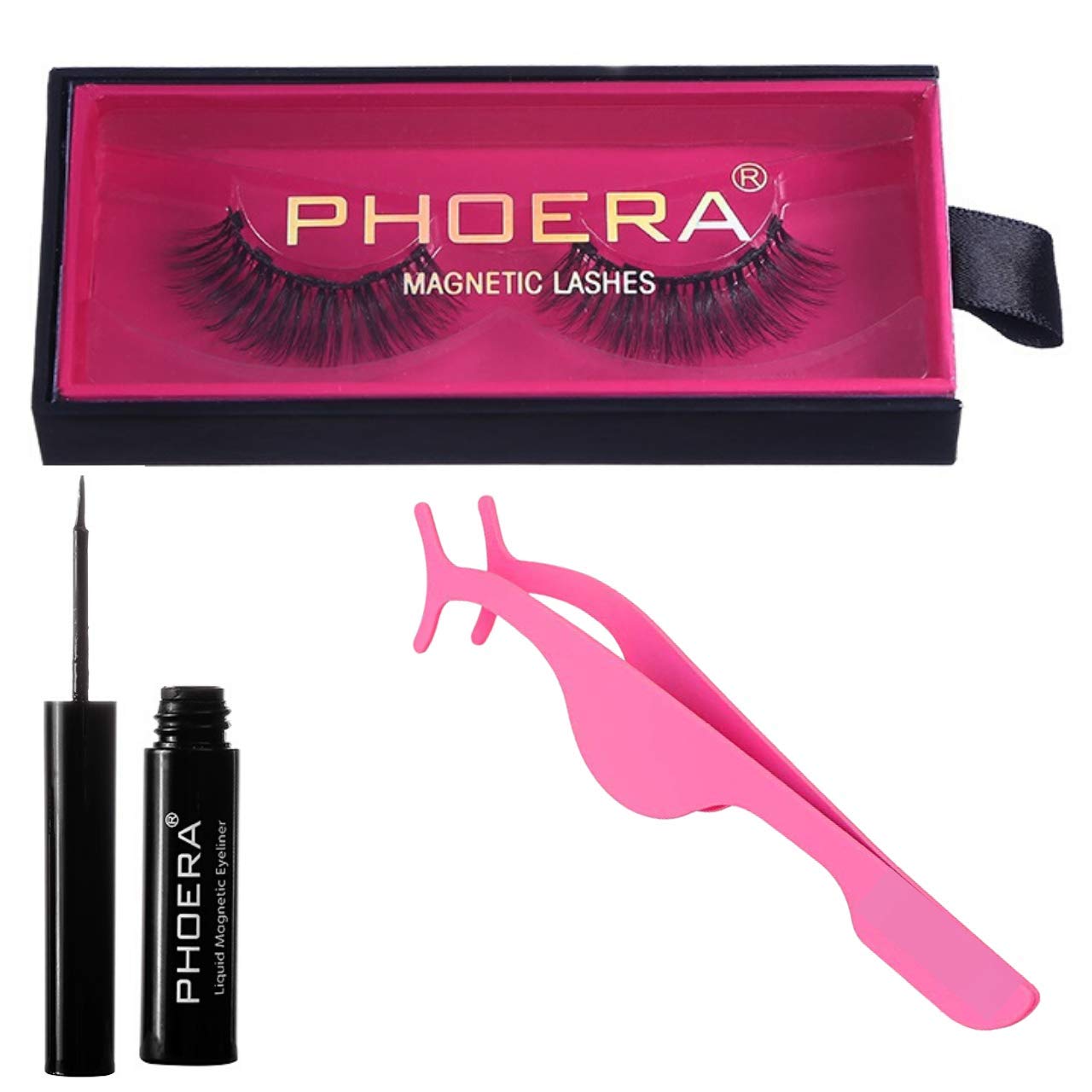 Premium Magnetic Eyelashes Kit by PHOERA - No Glue False Lashes with Magnetic Eyeliner & Applicator Tool | Classic Lash Set for Natural Look | Perfect for Daily Wear, Parties & Special Occasions