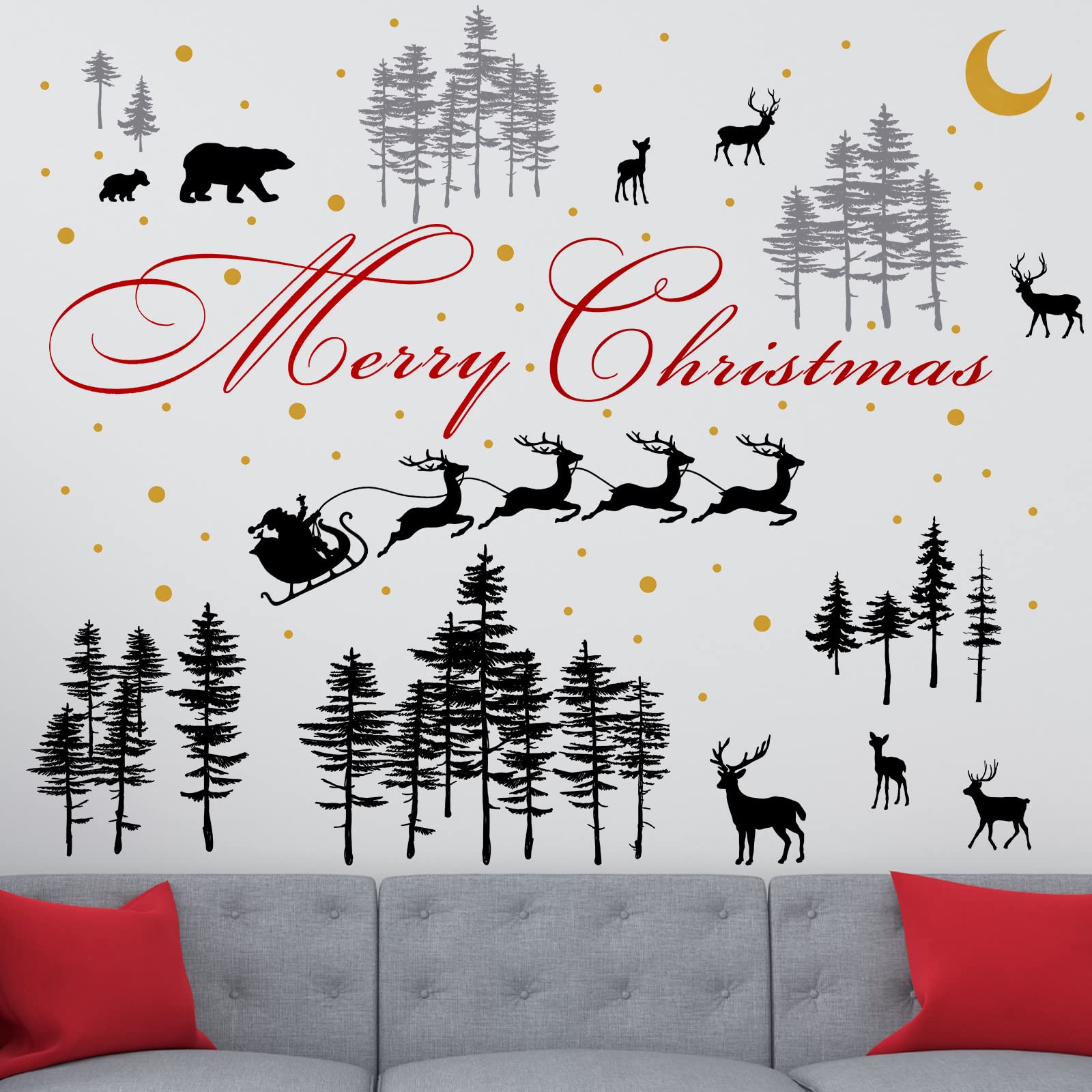 Kisston Christmas Forest Deer Wall Decals - Nursery & Bedroom Decor