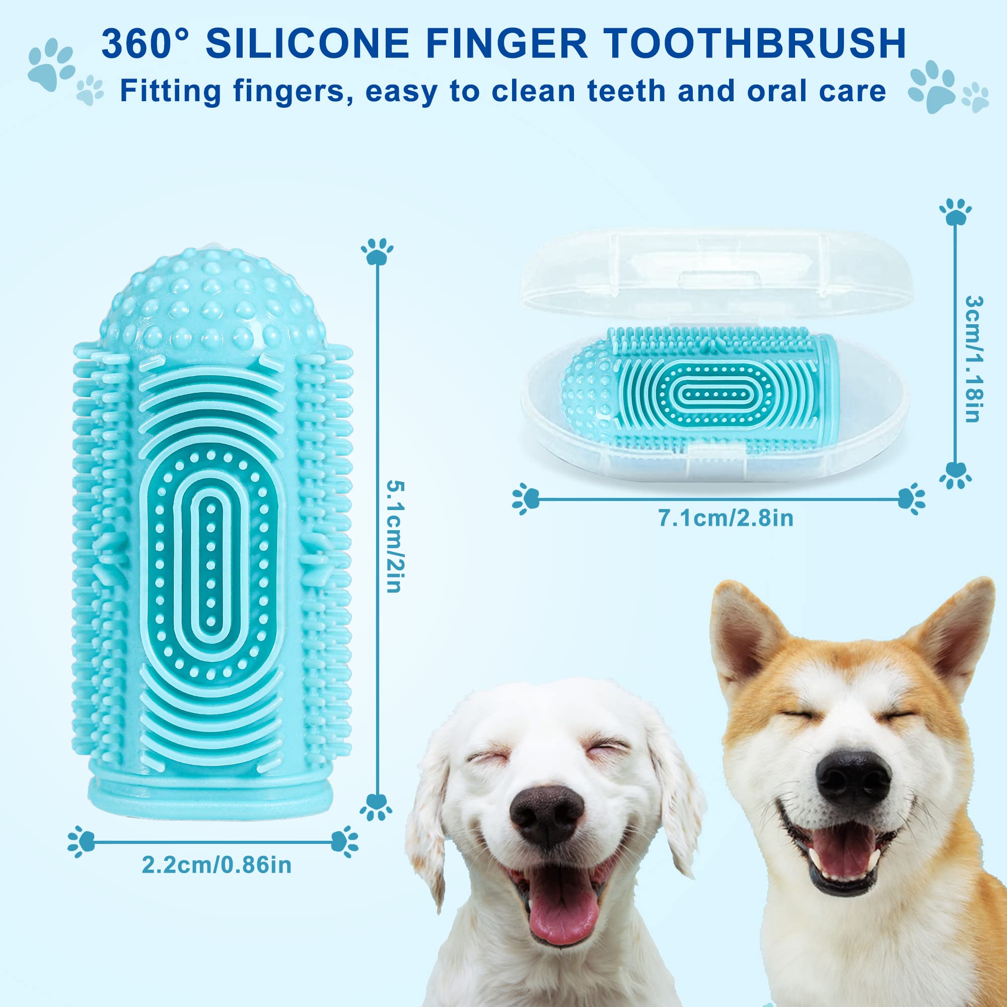 4 Pack Dog Toothbrush Kit - Finger Toothbrush for Dogs Teeth Cleaning & Dental Care, Pet Toothbrush for Small & Large Breeds - Perfect for Daily Oral Hygiene at Home