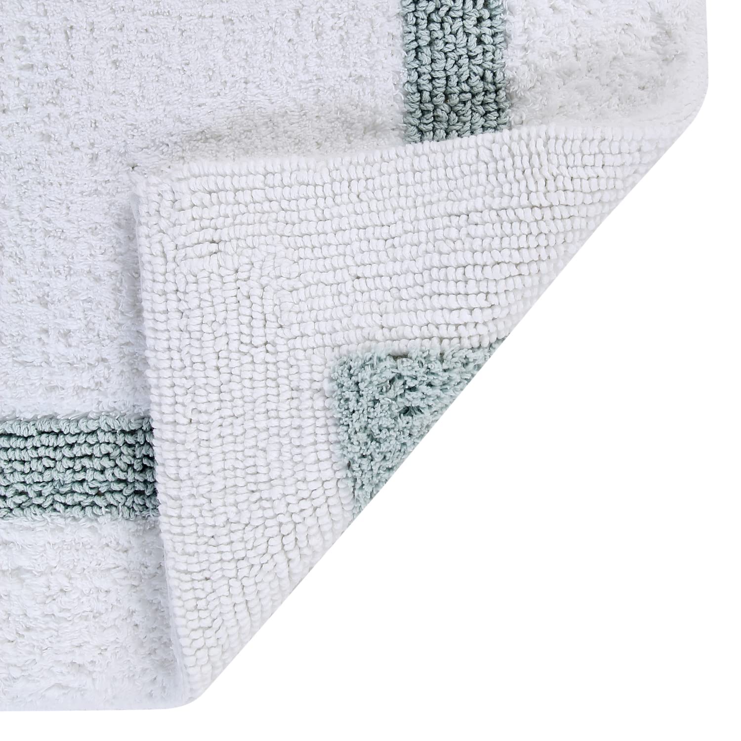 Better Trends 100% Cotton Hotel Collection Bath Mats Set - Ultra Absorbent, Reversible & Machine Washable 5-Piece Bathroom Rug Set (Gray & White) for Toilet Base, Tub Runner & Shower - Luxury Spa & Guest Bathroom Decor