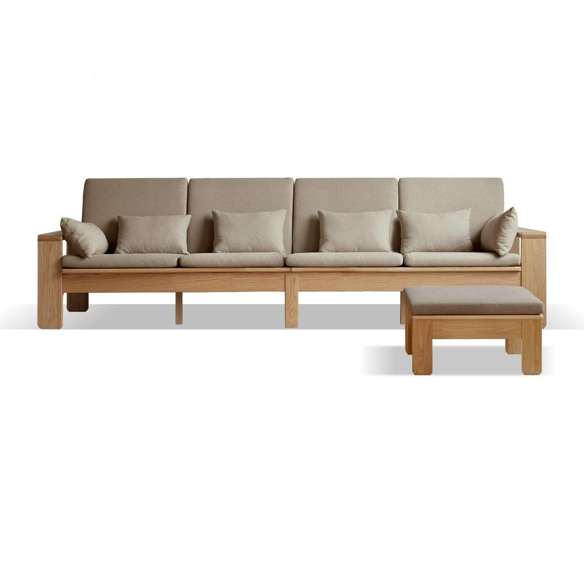 Modern Nordic Fabric Sofa - Solid Oak Wood Frame - Stylish & Durable Living Room Furniture for Small Spaces & Apartments