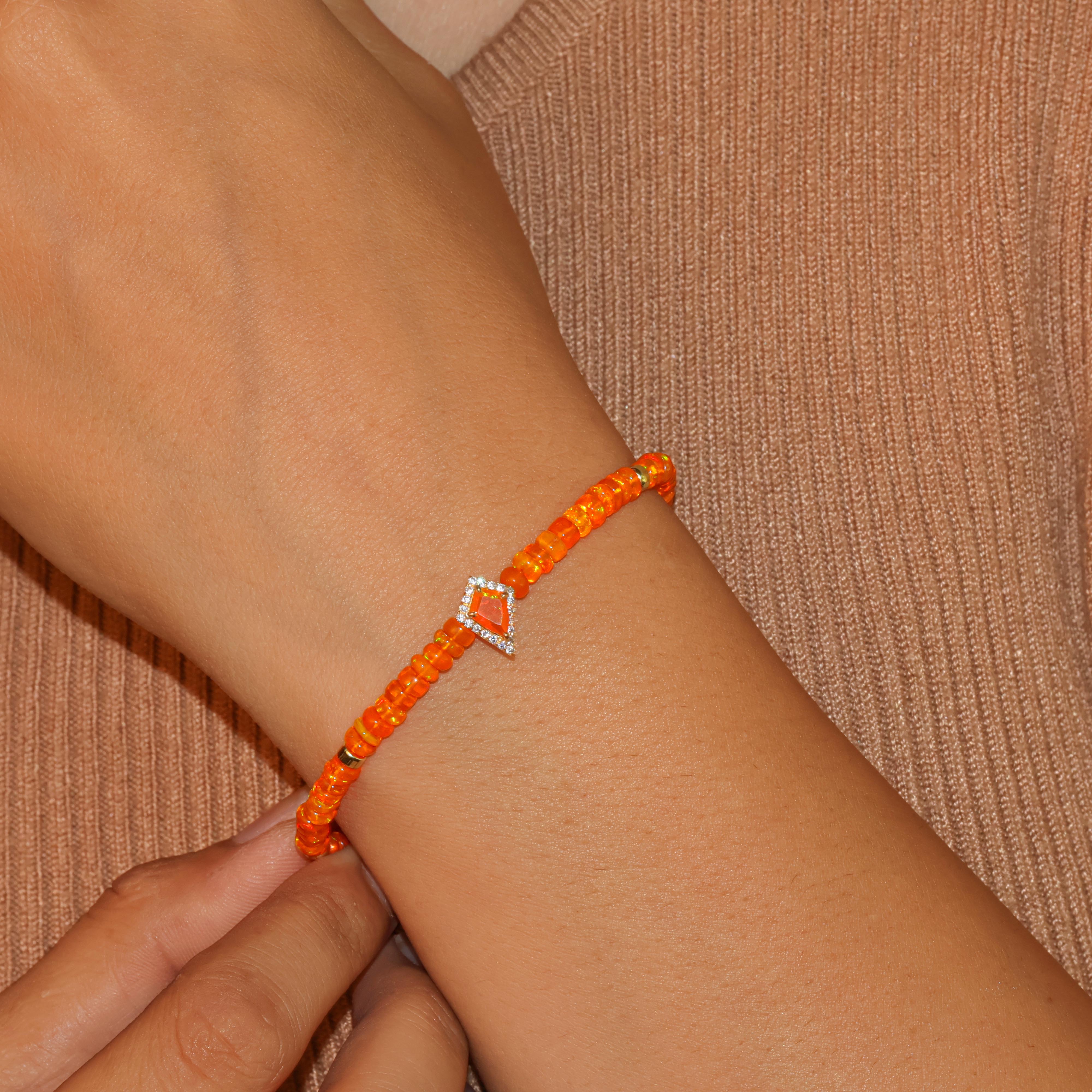 Natural Orange Opal Bracelet - 14k Gold Filled Adjustable Bangle for Women | Elegant Jewelry Gift for Birthday, Anniversary & Special Occasions | Boho Chic & Everyday Wear Accessory