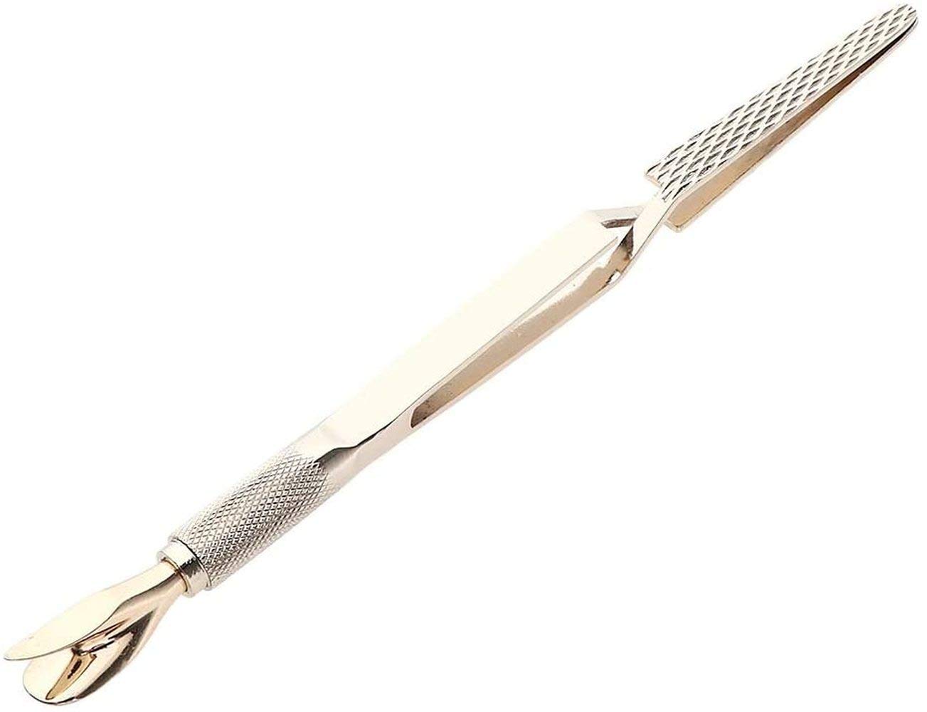 Premium Stainless Steel C-Curve Nail Pinching Tool for Gel, Crystal & Acrylic Nails - Professional Cuticle Cleaner & Polish Remover - 18x1cm Gold Nail Art Essential for Salon & Home Manicures