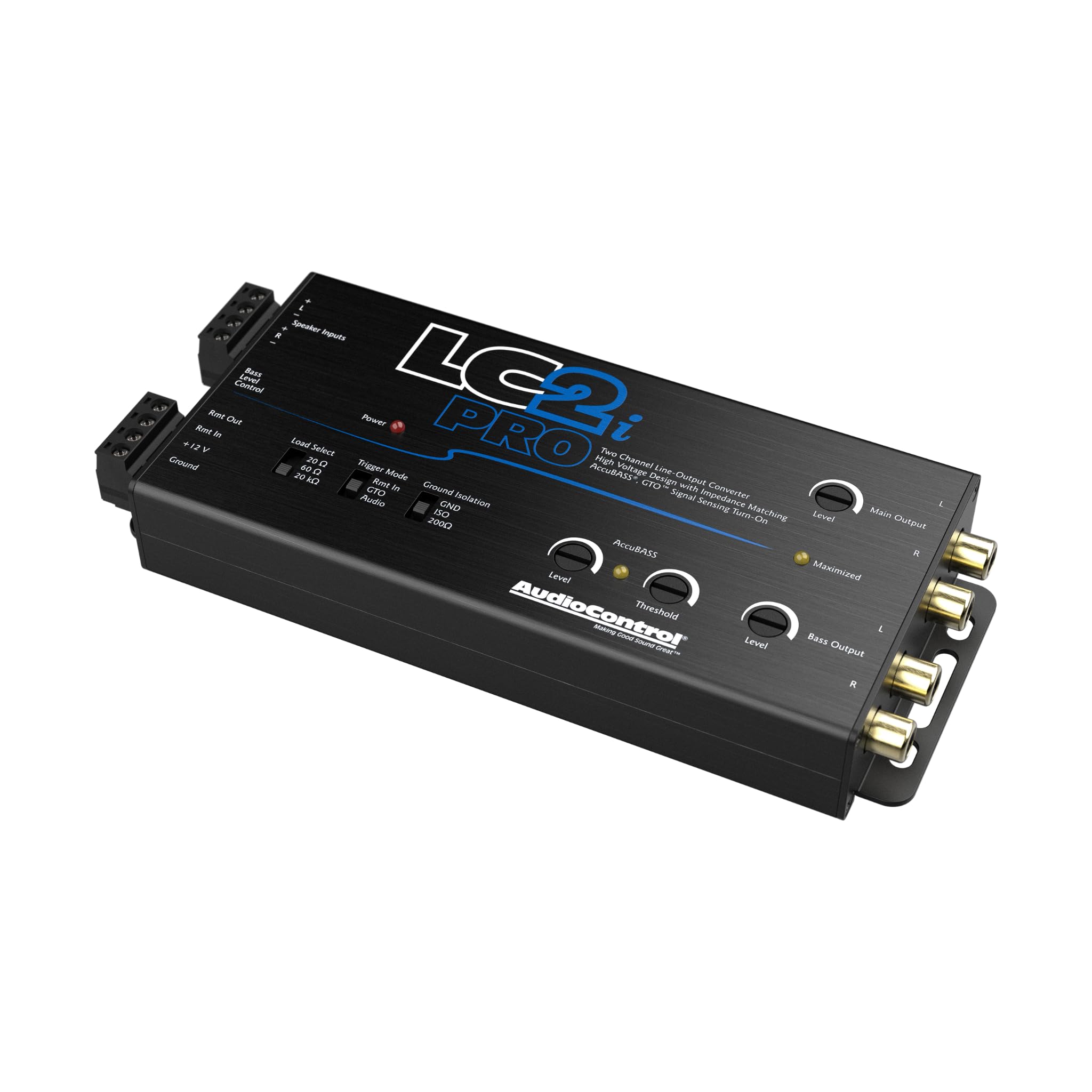 AudioControl LC2i PRO 2-Channel Line Output Converter with Wireless Qi Charger - Impedance Matching, AccuBASS & GTO Technology - Car Audio System Upgrade for Amplifiers & Subwoofers - Includes ACR-1 Dash Remote Control - Perfect for DIY Car Stereo Installations & Professional Sound Systems