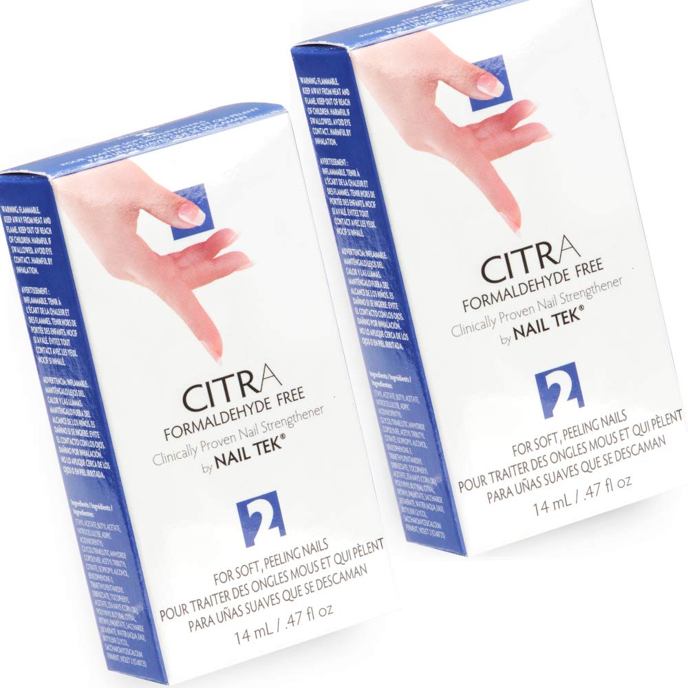 Nail Tek CITRA 2 Nail Strengthener for Soft & Peeling Nails - Daily Nail Treatment to Condition, Improve & Protect - 2 Pack - Perfect for Weak, Brittle Nails at Home or Salon Care
