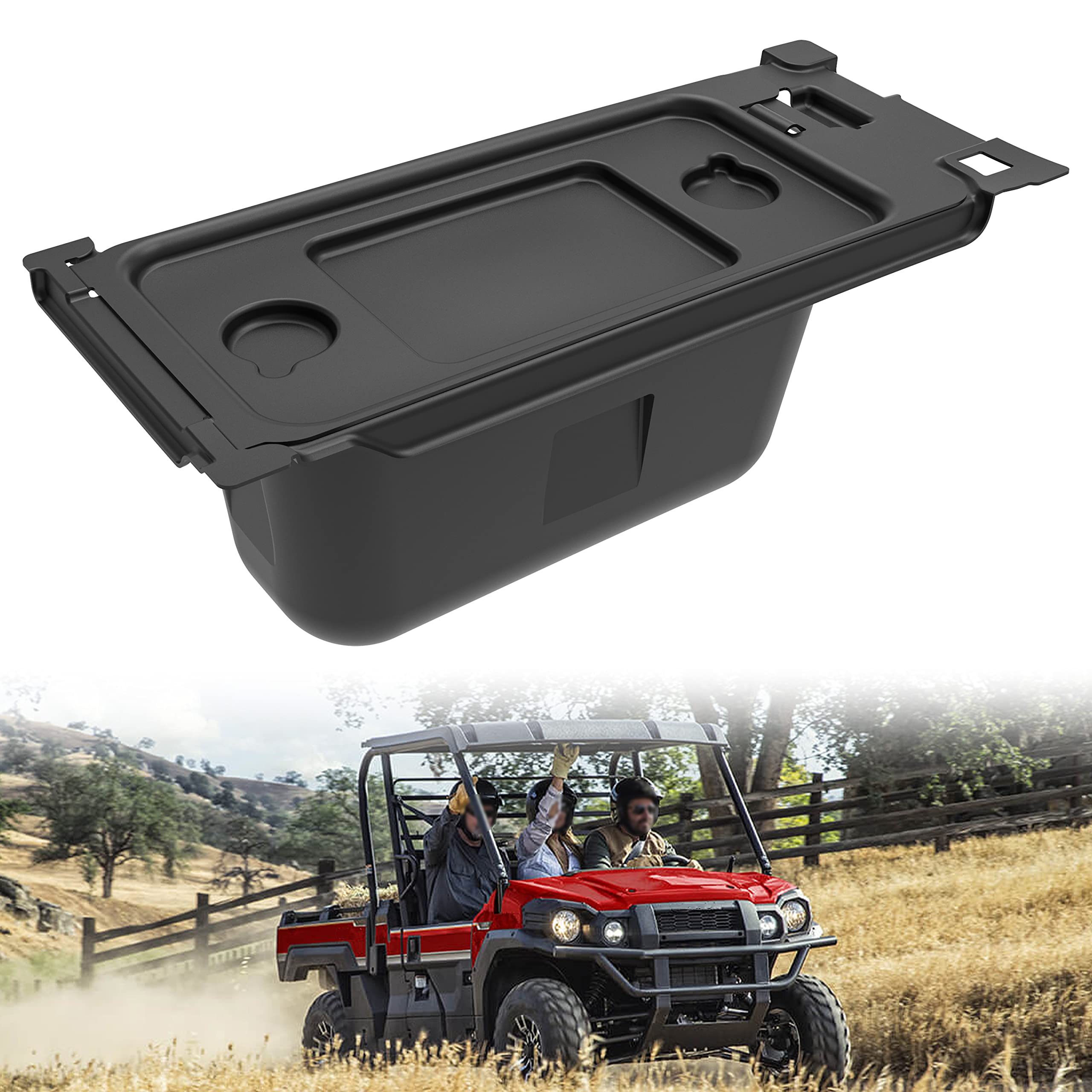 SAUTVS Under Seat Storage Box Organizer Tray for Kawasaki Mule PRO-FX FXR FXT DX DXT (2015-2025) | Replacement for #99994-1463 | Perfect for Tools, Gloves & Off-Road Accessories Storage