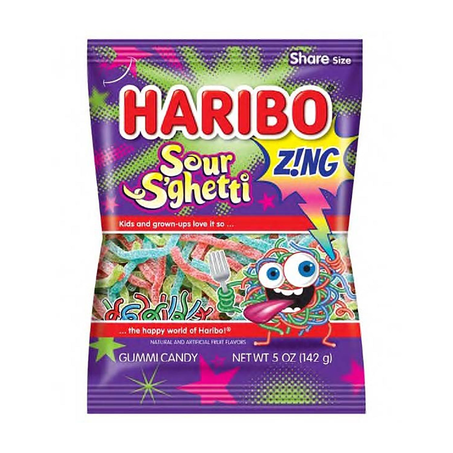 Haribo Sour S'Ghetti Extra Sour Gummy Candy - 5oz Bags (Pack of 12) | Bulk Sour Candy for Parties, Halloween Treats & Office Snacks