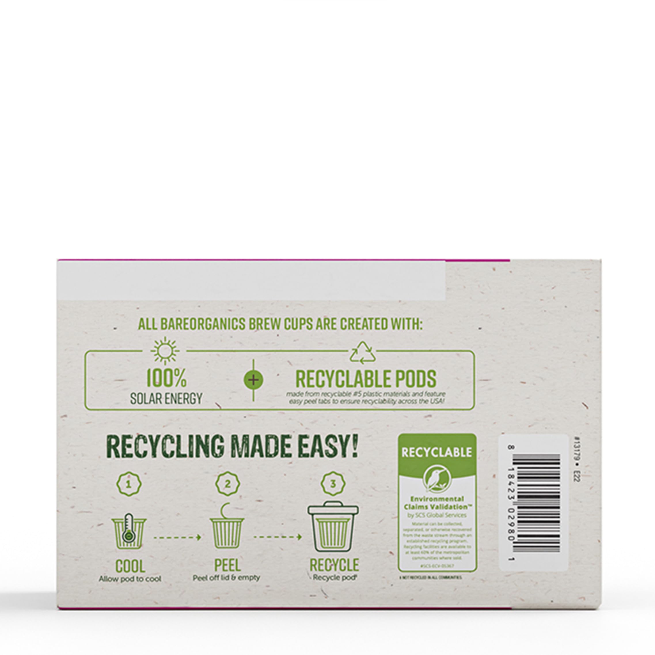 BareOrganics Radiant Tea with Superfoods & Probiotics | USDA Organic Certified, Vegan, Non-GMO | Compatible Tea Pods for Keurig | 10 Count Recyclable K-Cups | Boost Energy & Detox for Daily Wellness