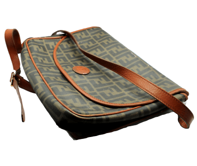 Authentic Fendi Brown Logo Leather Flap Mama Zucca Handbag Purse for Women - Luxury Designer Shoulder Bag for Work, Party & Everyday Use