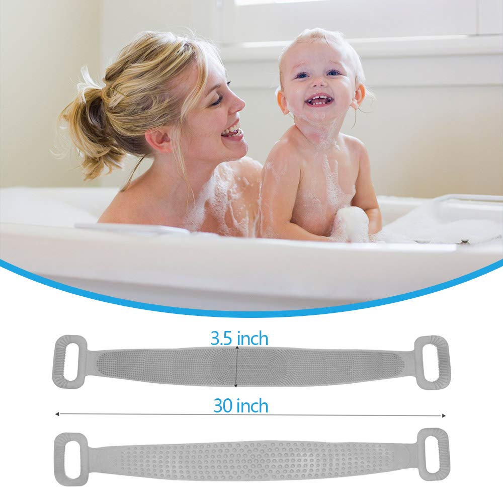 2 Pack Extra Long Silicone Back Scrubber for Shower - Exfoliating Bath Brush for Men & Women with Massage Bristles (30.54 & 30 Inch) - Perfect for Elderly Care & Deep Skin Cleansing - Ideal for Hard-to-Reach Areas & Spa-Like Experience at Home