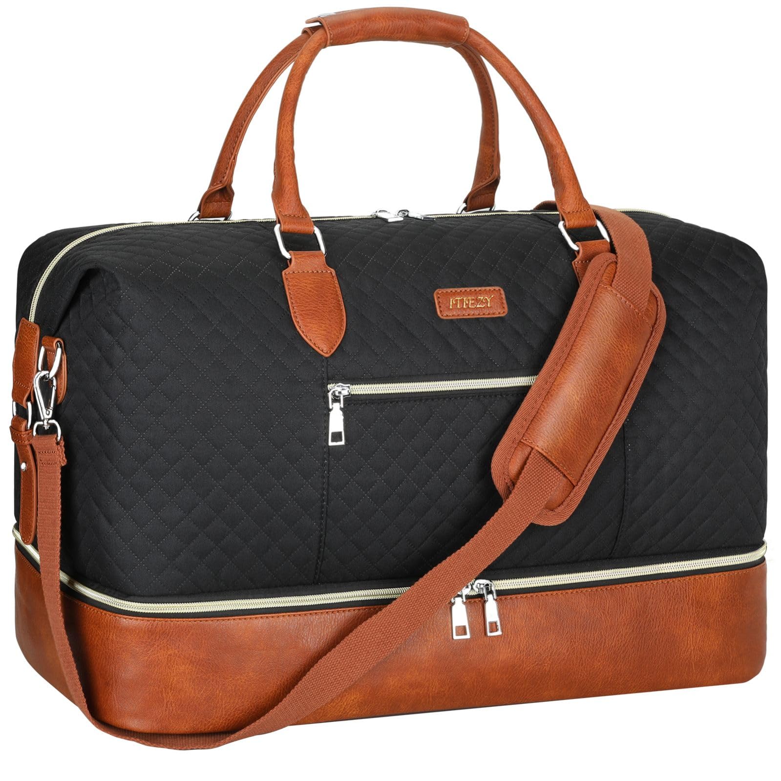 Women's Large Nylon Weekender Travel Bag - Carry On Overnight Duffel with Shoe Compartment | Perfect for Weekend Getaways, Gym, Business Trips & Airplane Travel