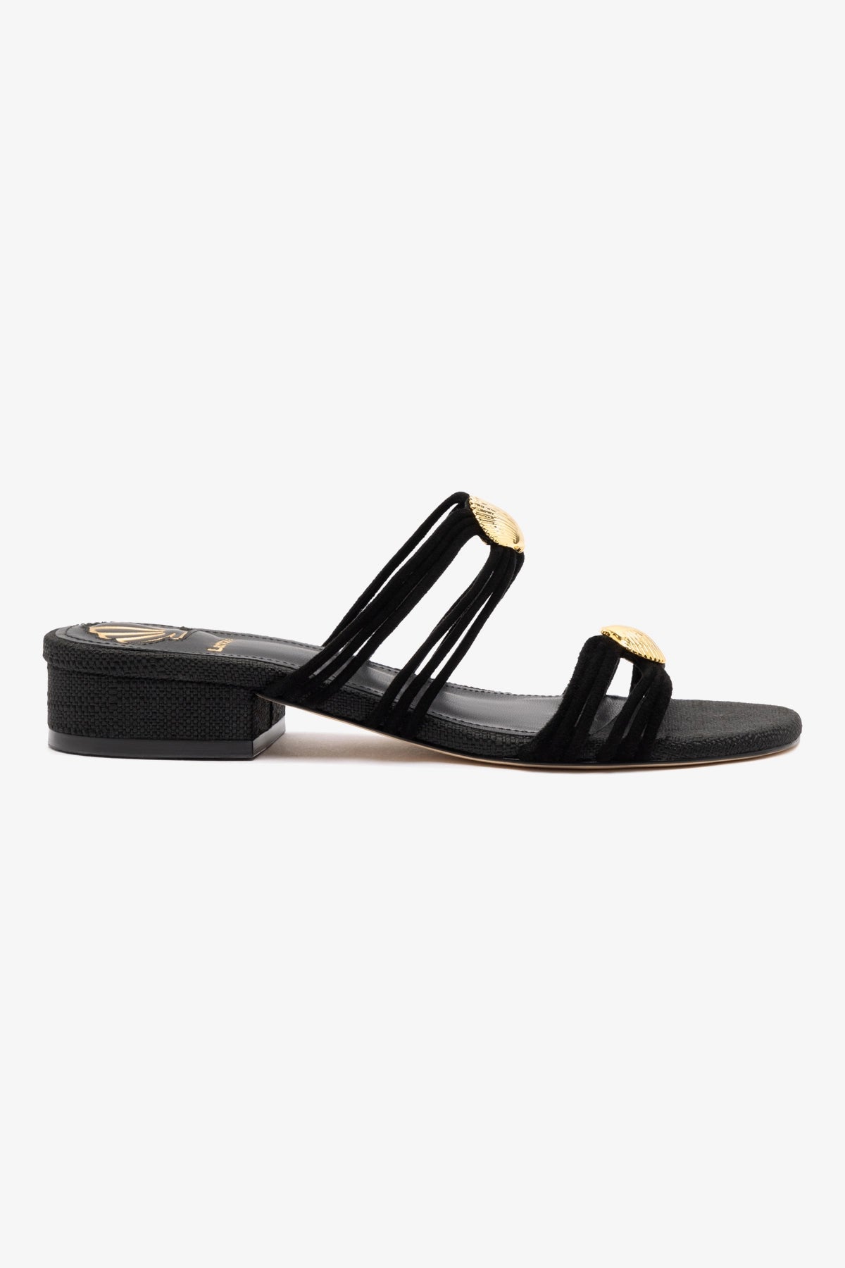 Shelly Flat Mule Shoes - Black Suede & Raffia Slides for Women | Comfortable Summer House Slippers, Beachwear & Casual Outfit Accessories