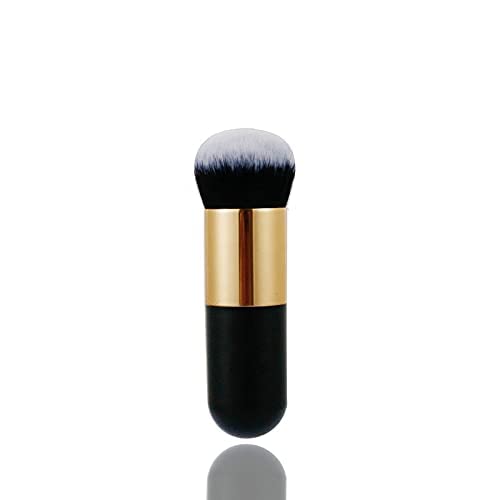 **Premium Flat Top Foundation Makeup Brush - Blending Liquid, Cream & Powder Cosmetics for Flawless Finish | Ideal for Foundation, Blush & Contouring (Black, Pack of 1)**