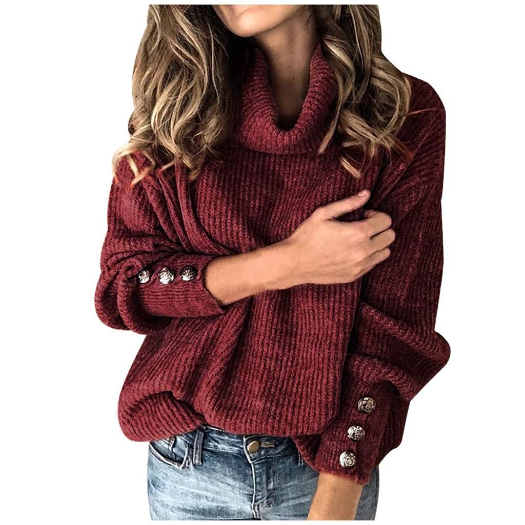 Women's Chunky Knit Turtleneck Sweater - Long Sleeve Casual Pullover Loose Fit Winter Warm Top for Office, Date Night & Cozy Home Wear