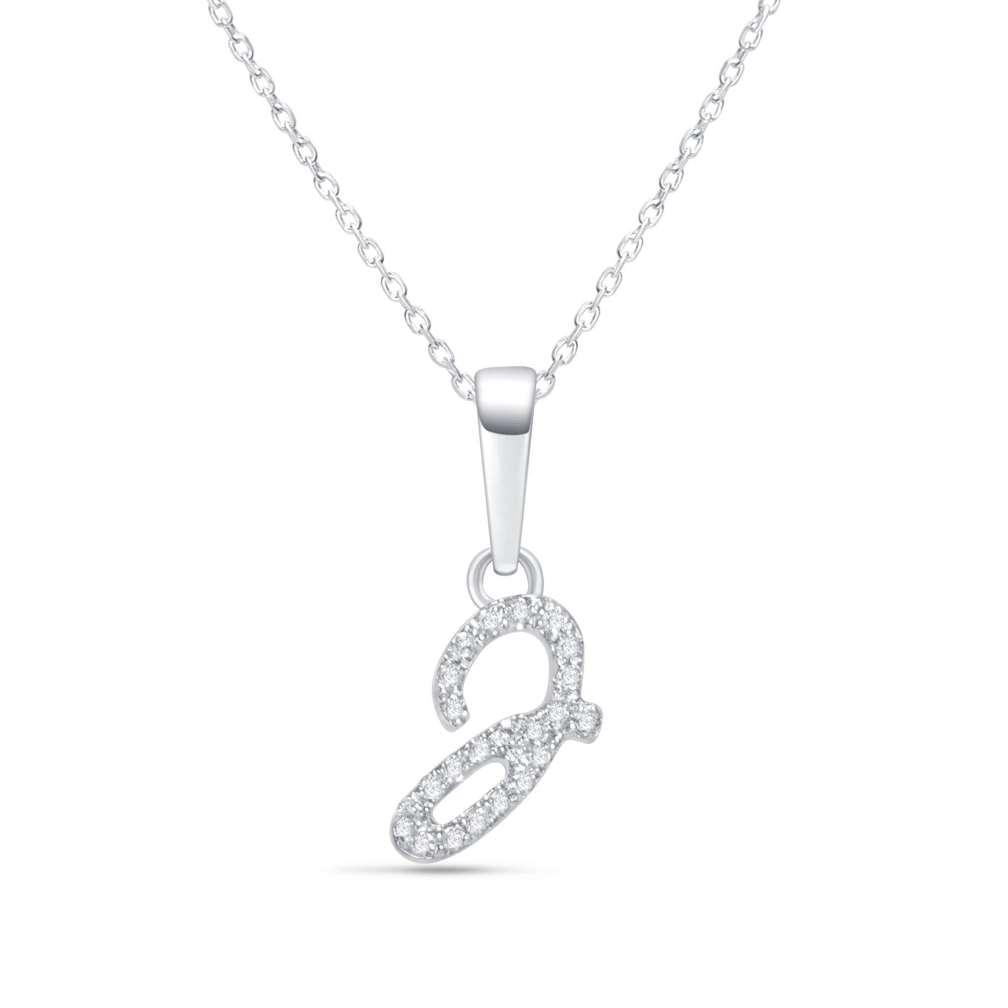 14K White Gold Diamond Initial Necklace - Personalized Cursive Letter Pendant - Elegant Jewelry Gift for Women, Perfect for Birthdays, Anniversaries & Special Occasions