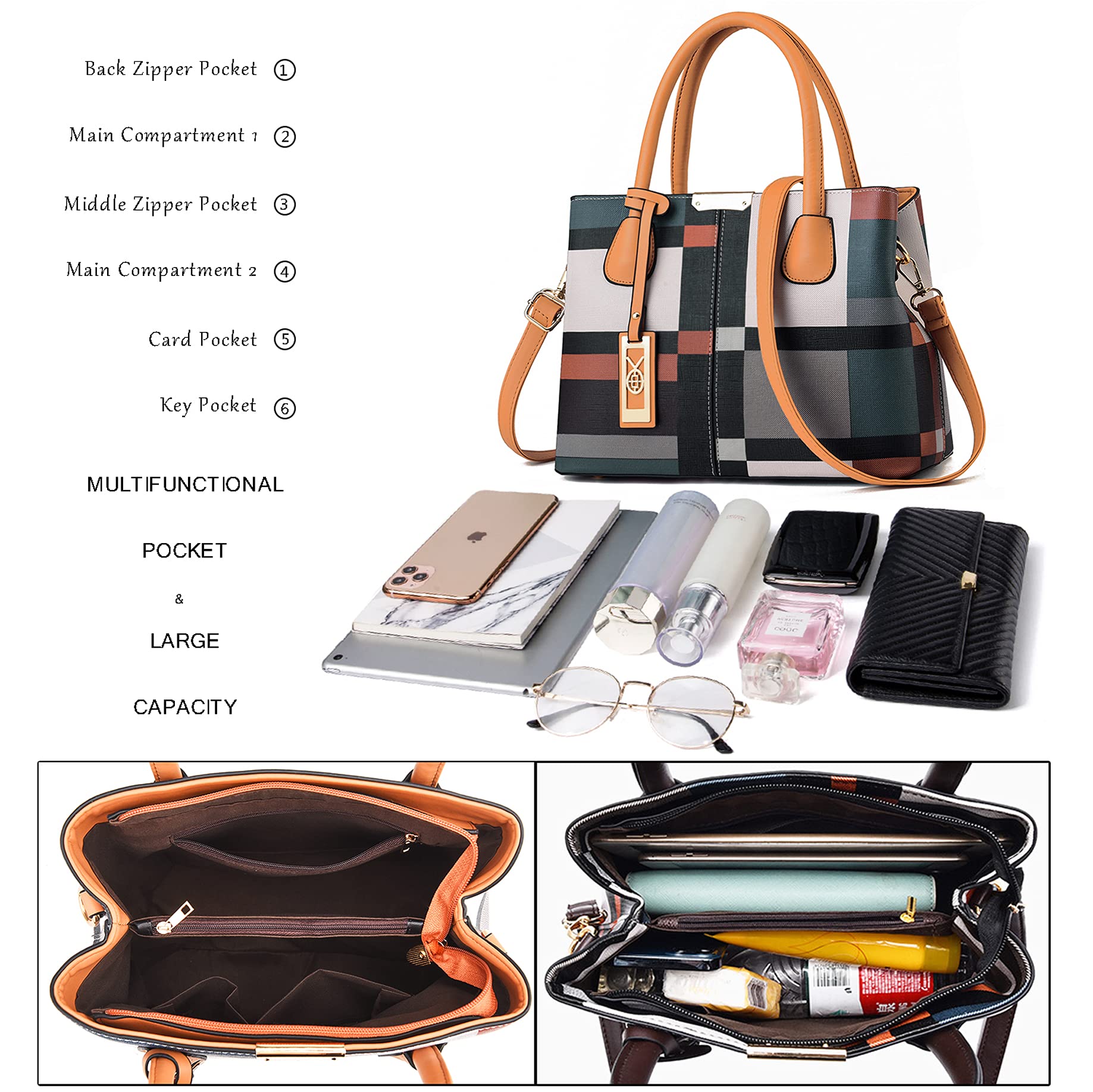 CHICAROUSAL Women's Leather Crossbody Bag - Stylish Tote & Shoulder Purse for Daily Use