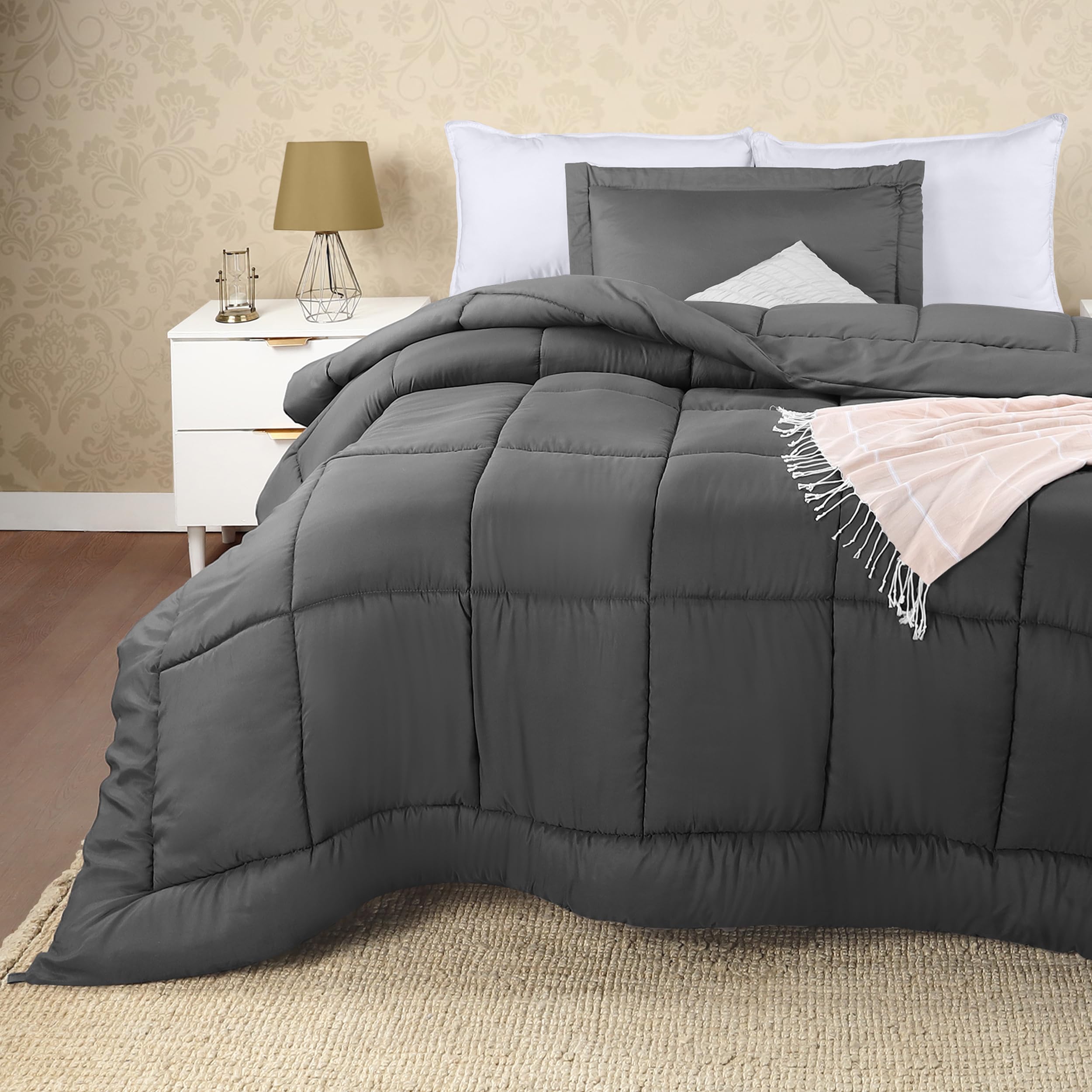 Utopia Bedding Twin Comforter Set for Kids - 1 Pillow Sham, Down Alternative Grey Bedding Set | Soft, Comfortable & Machine Washable | Perfect for Kids' Rooms, Sleepovers & Cozy Bedtime