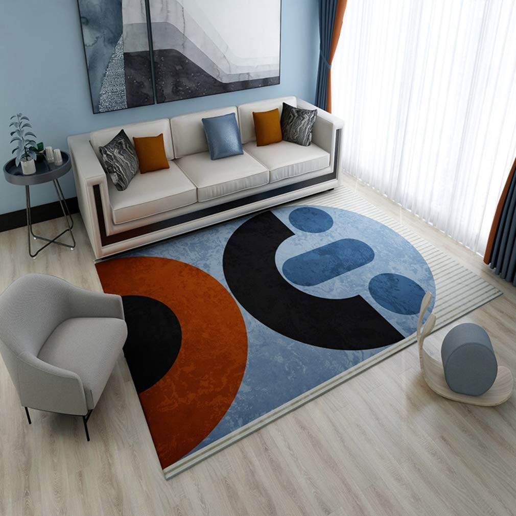 Soft Abstract Art Area Rug - 6.2'x9.2' Fleece Non-Slip Rectangular Carpet for Living Room, Bedroom, Nursery | Modern Nordic Home Decor Indoor Outdoor Rug for Kids Crawling & Home Decorating