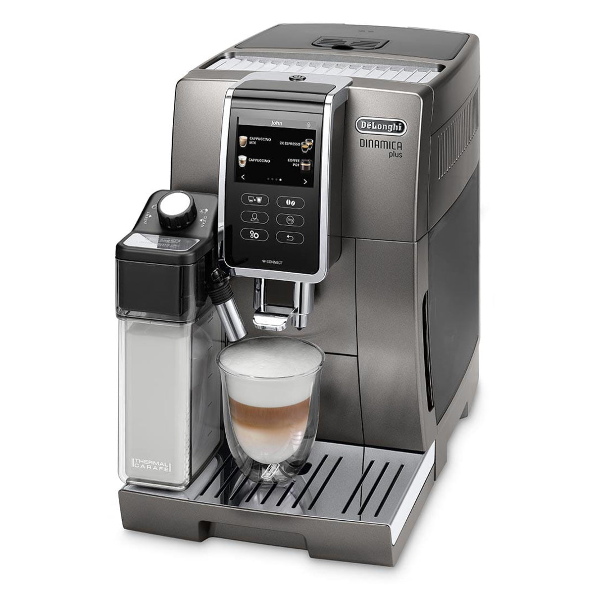 DeLonghi Dinamica Plus Titanium Connected Automatic Espresso Machine with Milk Frother - ECAM37095T | Perfect for Home Baristas & Coffee Lovers | Brew Lattes, Cappuccinos & Espresso Drinks