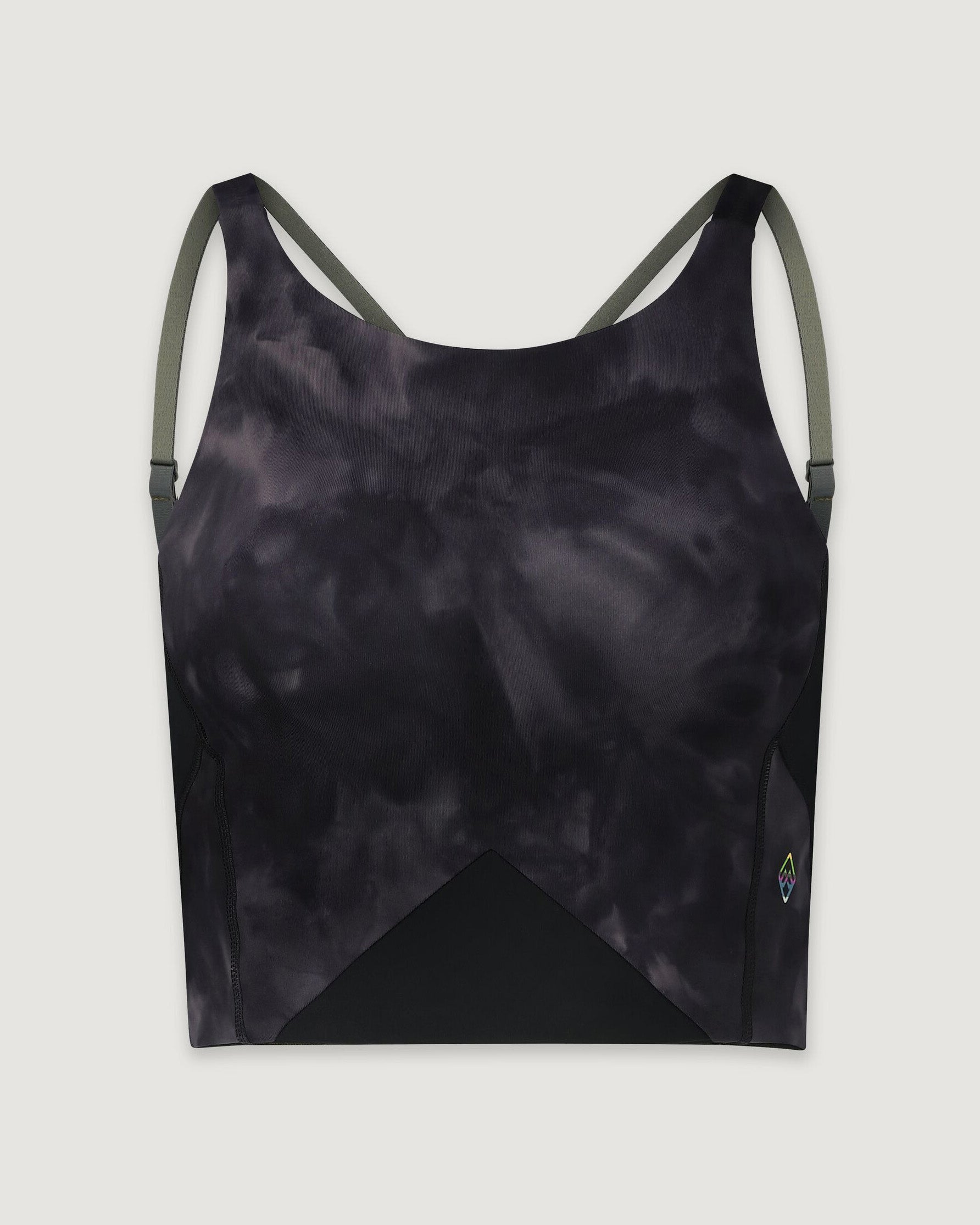 WELL.DER.NESS Women's Crop Top - Light Quartz Sunburst Print Athletic Workout Shirt for Yoga, Running & Gym Fitness