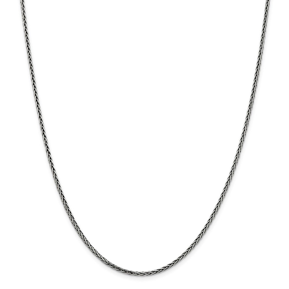 Sonia Jewels 925 Sterling Silver Solid 2.2mm Vintage Antiqued Square Spiga Chain Necklace with Lobster Clasp - Elegant Jewelry for Women, Perfect Gift for Birthday, Anniversary & Valentine's Day