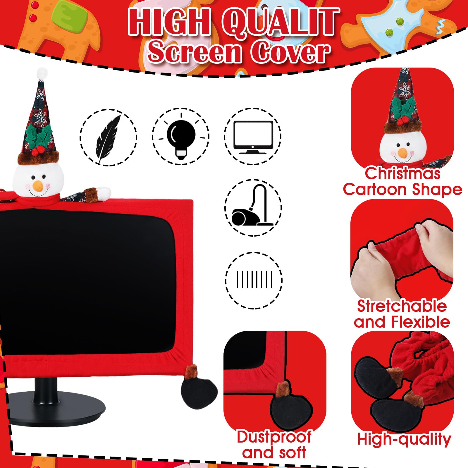 Christmas Monitor Cover & Mouse Pad Set - Home Office Decor & Gift