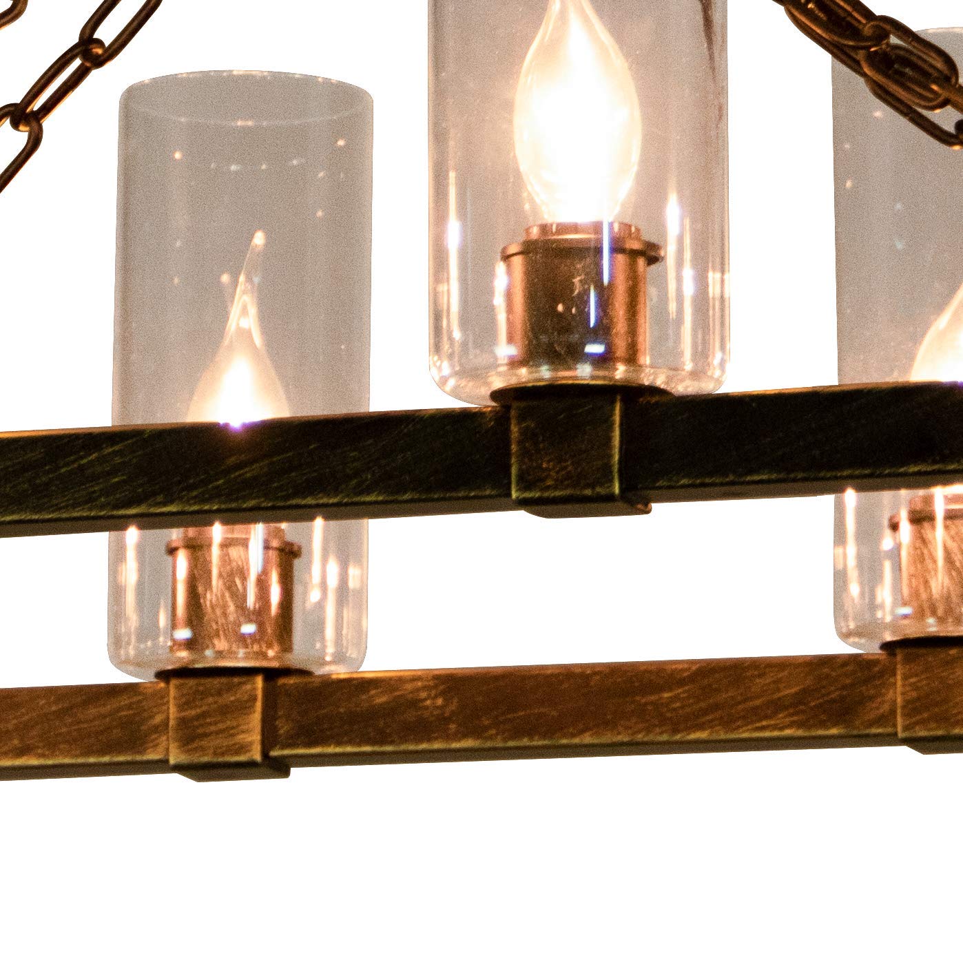 8-Light Kitchen Island Chandelier with Glass Shades - Adjustable Chain Length for Dining Room, Foyer, Entryway - Perfect for Modern Farmhouse, Rustic Home Decor & Kitchen Lighting