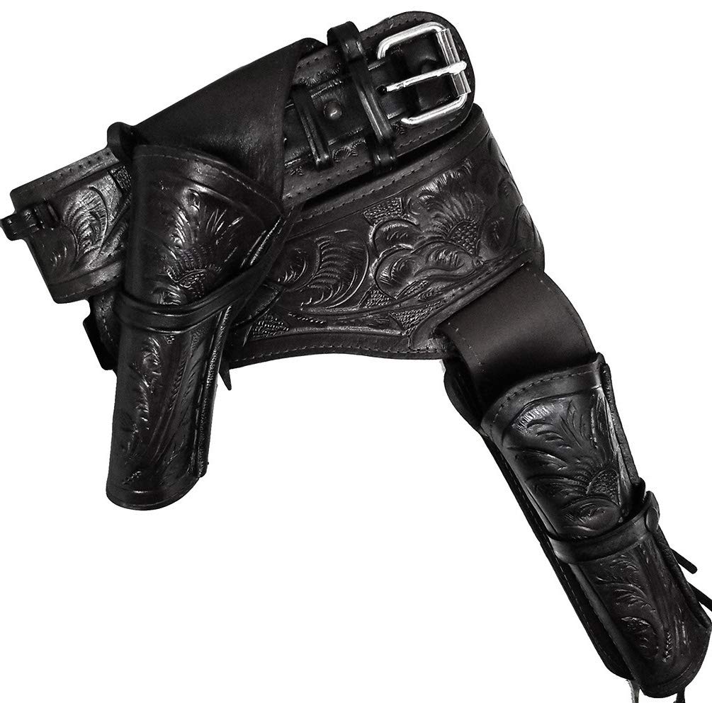 357/38 Western Left Cross Draw Double Holster Gun Belt Rig - Premium Leather Cowboy Holster for Revolvers - Perfect for Cowboy Action Shooting, Reenactments & Outdoor Adventures