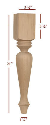 Monte Cristo End Table Leg - Solid Wood Furniture Legs for Coffee Tables, Side Tables & Nightstands - Perfect for Home Decor & DIY Projects
