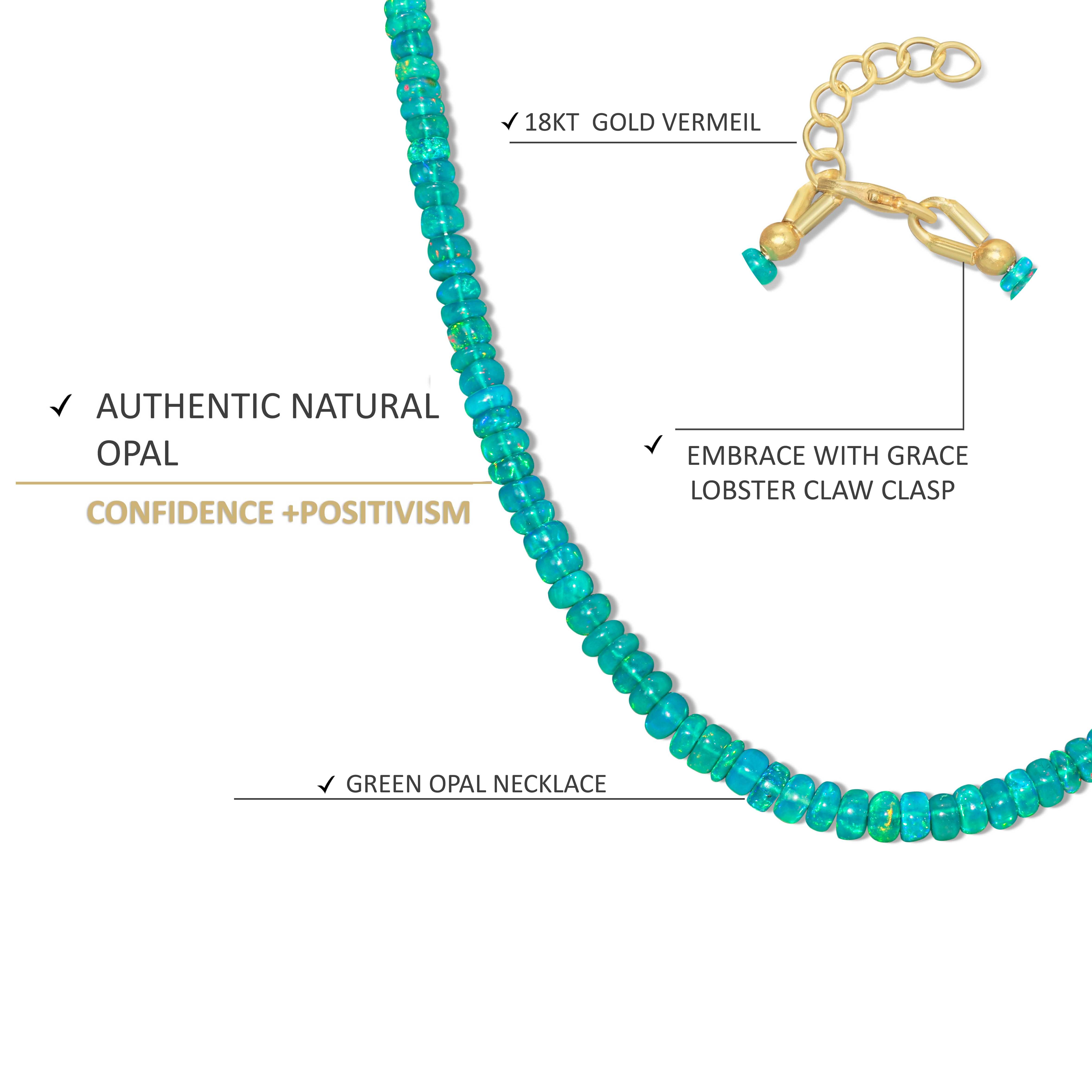 Natural Green Opal Beaded Necklace for Women | Elegant Handmade Jewelry Gift for Birthday, Anniversary & Special Occasions | Boho Chic Layering Necklace for Everyday Wear