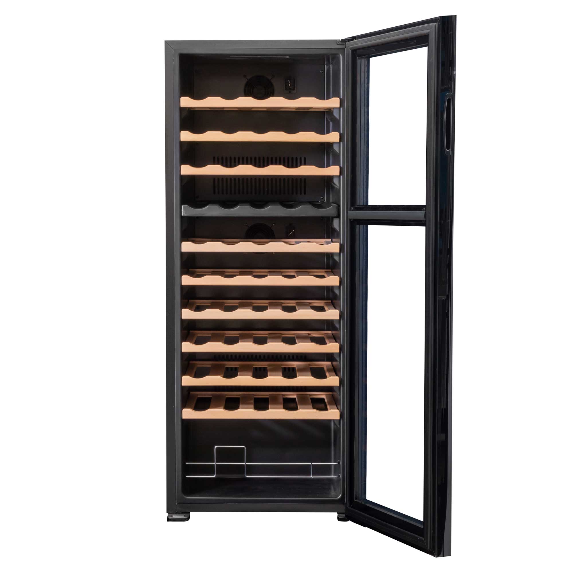 Baridi 55 Bottle Dual Zone Wine Cooler Refrigerator with Touch Controls, Wooden Shelves & LED Display - Perfect for Home Bars, Restaurants, and Wine Cellars