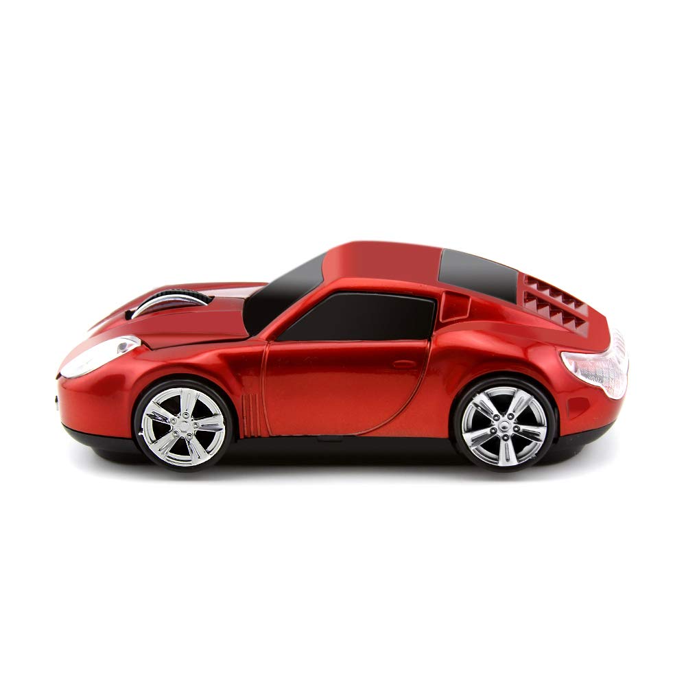 Wireless Car Mouse - 3D Optical Mouse for Desktop, Laptop & PC - 2.4GHz 1000DPI Computer Mouse (Red) | Perfect for Travel, Office & Gaming Use