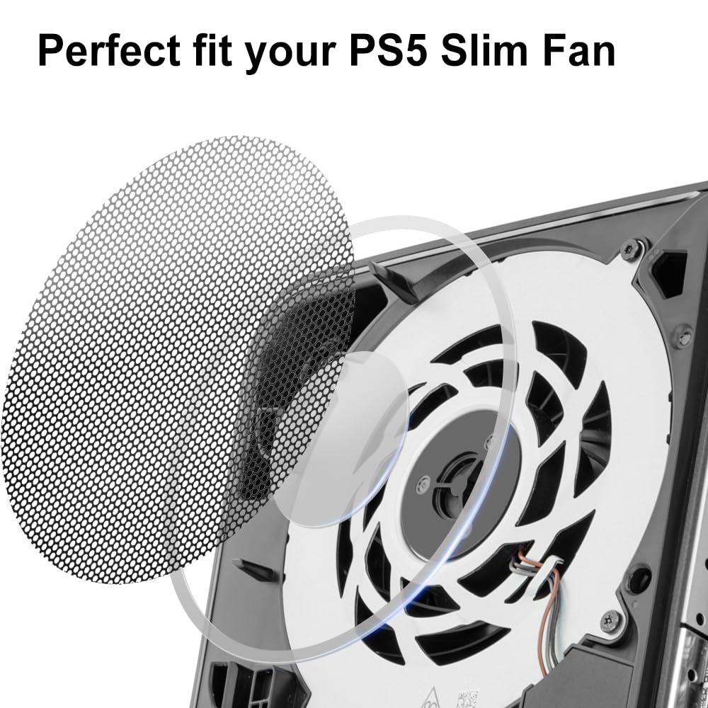 4 Pack Dust Filter for PS5 Slim Heatsink Fan - Dust Cover with Cooling Vents | Compatible with PS5 Slim Console | Prevent Dust & Improve Airflow | Perfect for Gaming Setup & Home Entertainment System